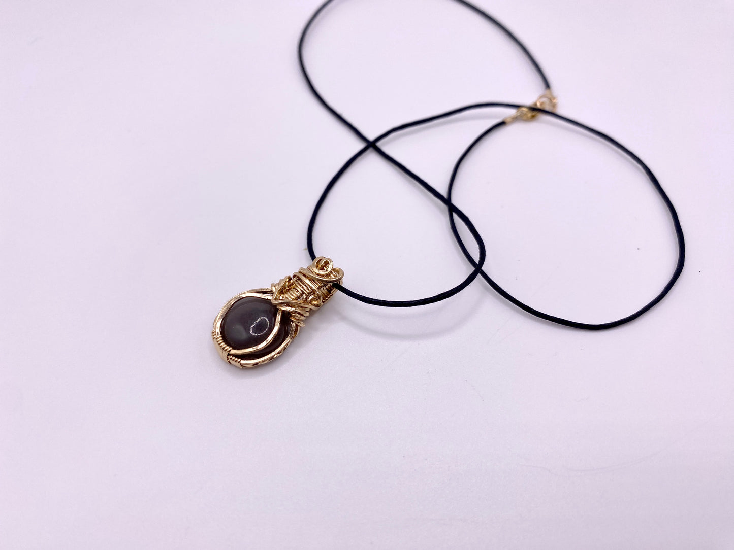 New Moon Wire Wrapped Gray Mini Moonstone Necklace - Original Design in 14K Gold Fill Wire
