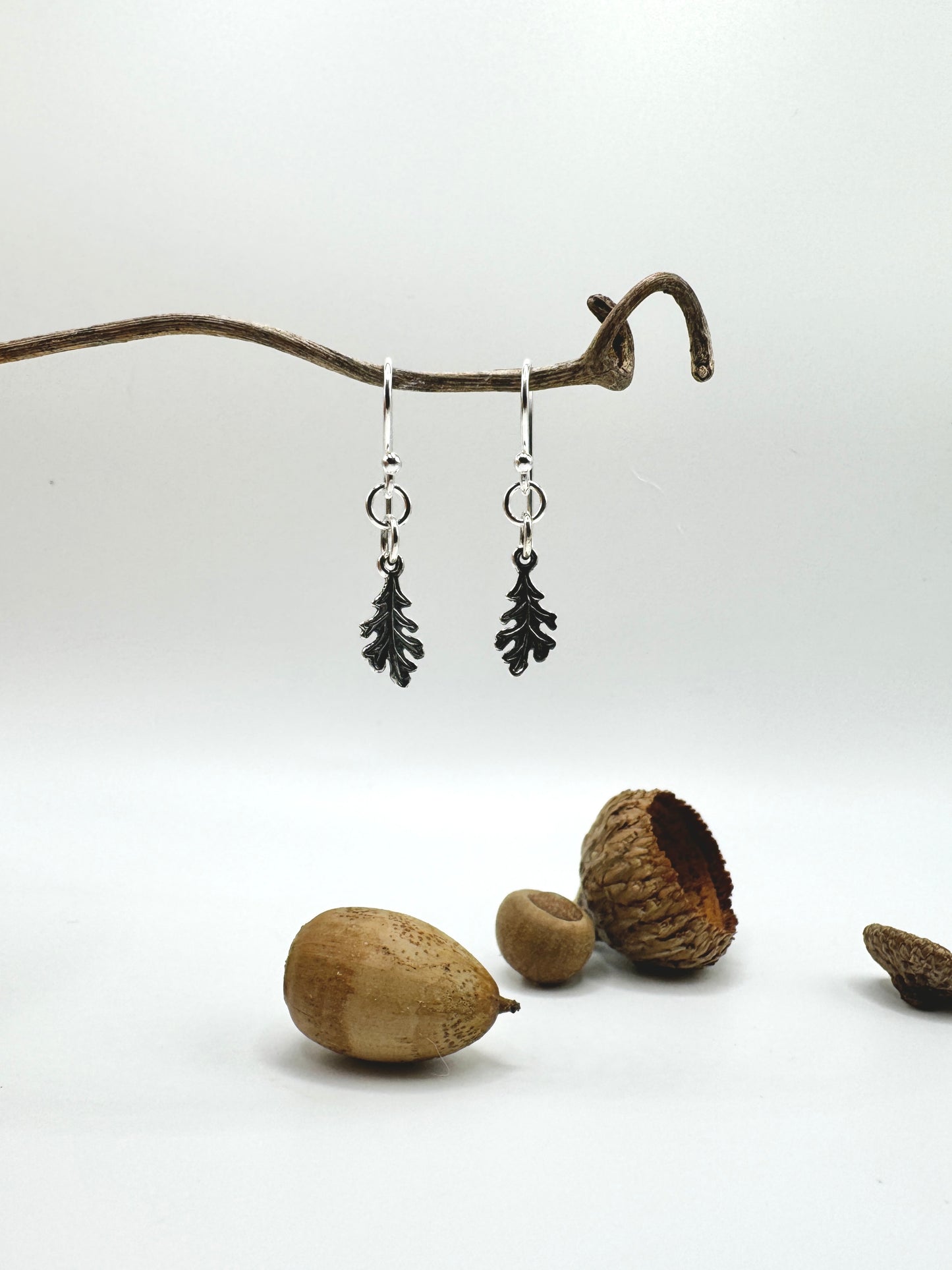 Sterling Silver Oak Leaf Earrings - Sacred Symbols Series