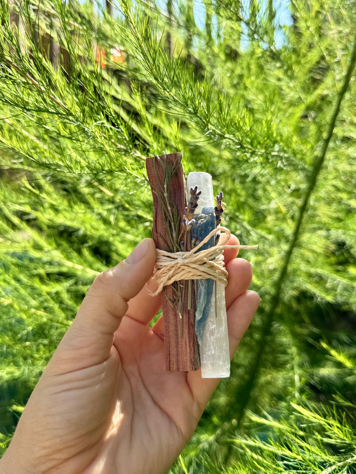 Inspired Reclamation Bundle: Cedar Wood, Selenite, Blue Kyanite, Lavender & Rosemary