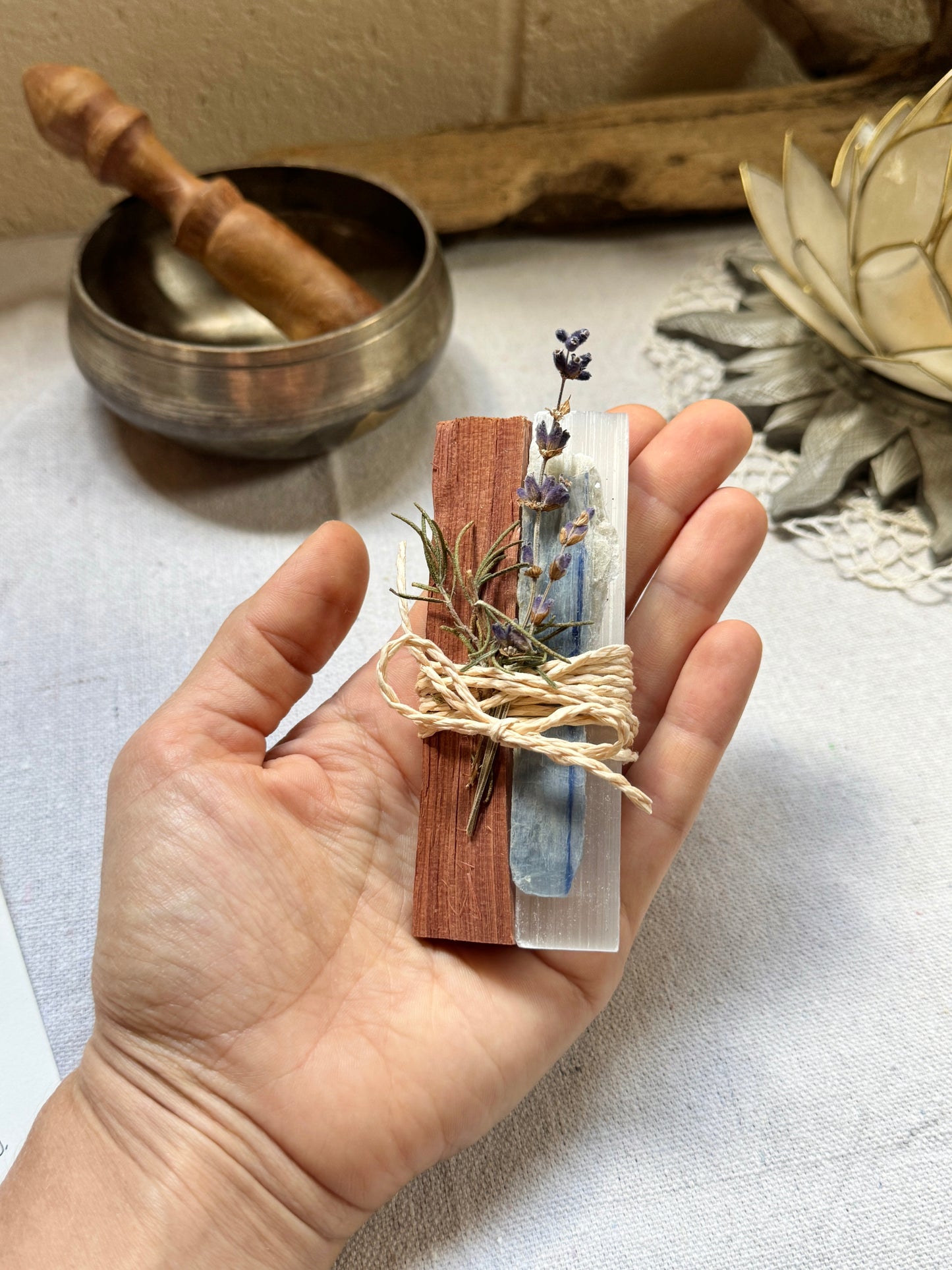 Inspired Reclamation Bundle: Cedar Wood, Selenite, Blue Kyanite, Lavender & Rosemary