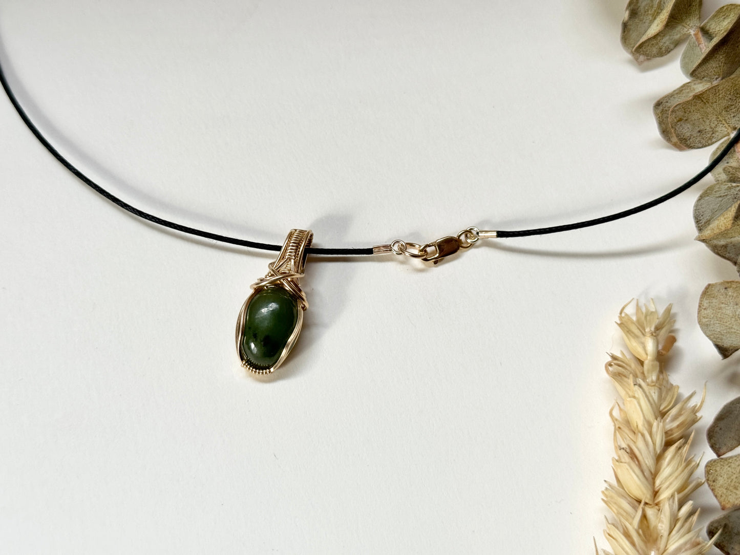 Russian Jade 14K Gold Fill Wire Wrapped Necklace