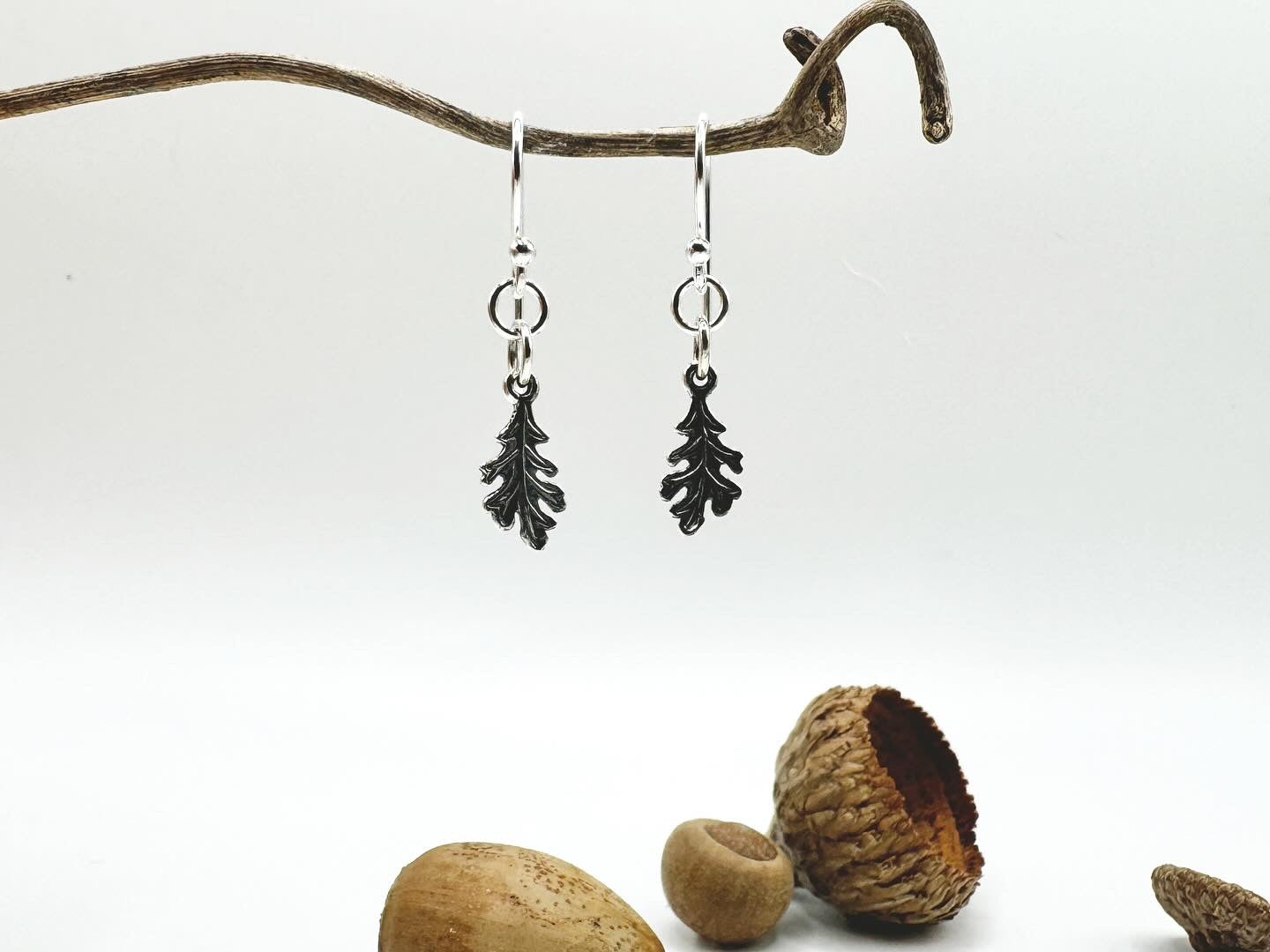 Sterling Silver Oak Leaf Earrings - Sacred Symbols Series