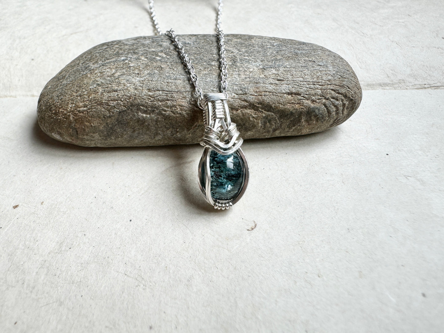 Blue Kyanite Necklace in Sterling Silver