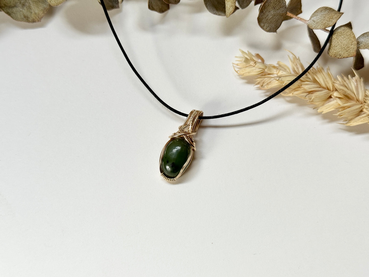 Russian Jade 14K Gold Fill Wire Wrapped Necklace