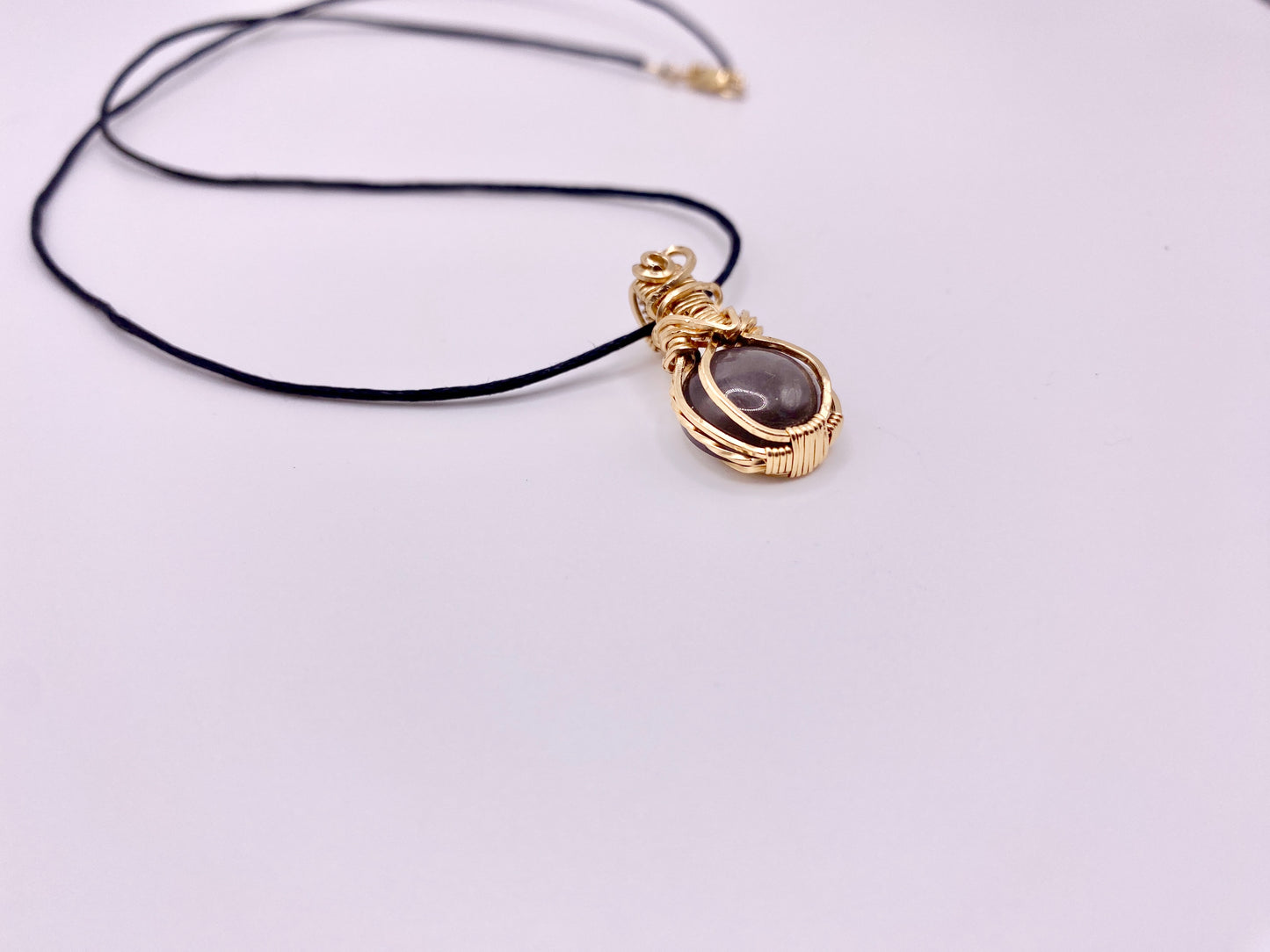 New Moon Wire Wrapped Gray Mini Moonstone Necklace - Original Design in 14K Gold Fill Wire