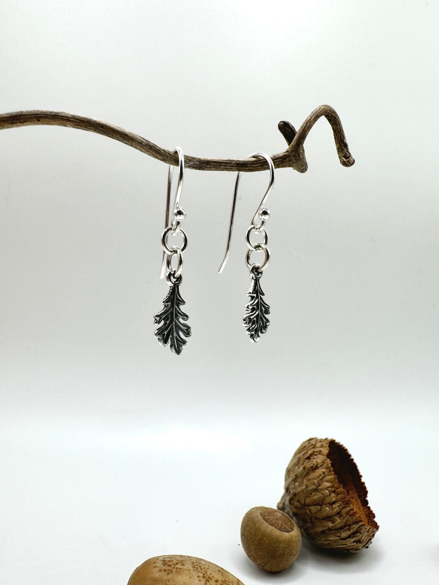 Sterling Silver Oak Leaf Earrings - Sacred Symbols Series