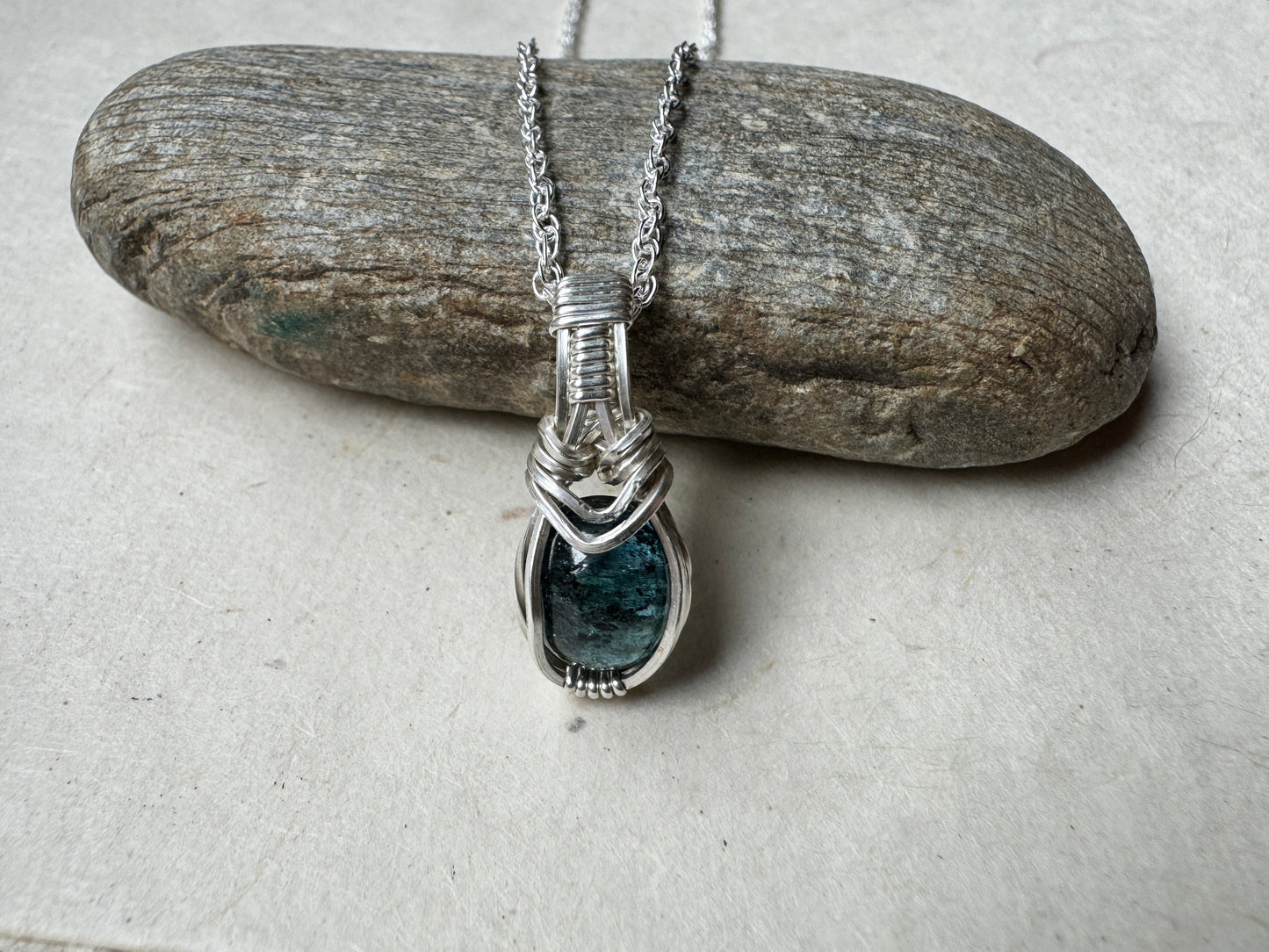 Blue Kyanite Necklace in Sterling Silver