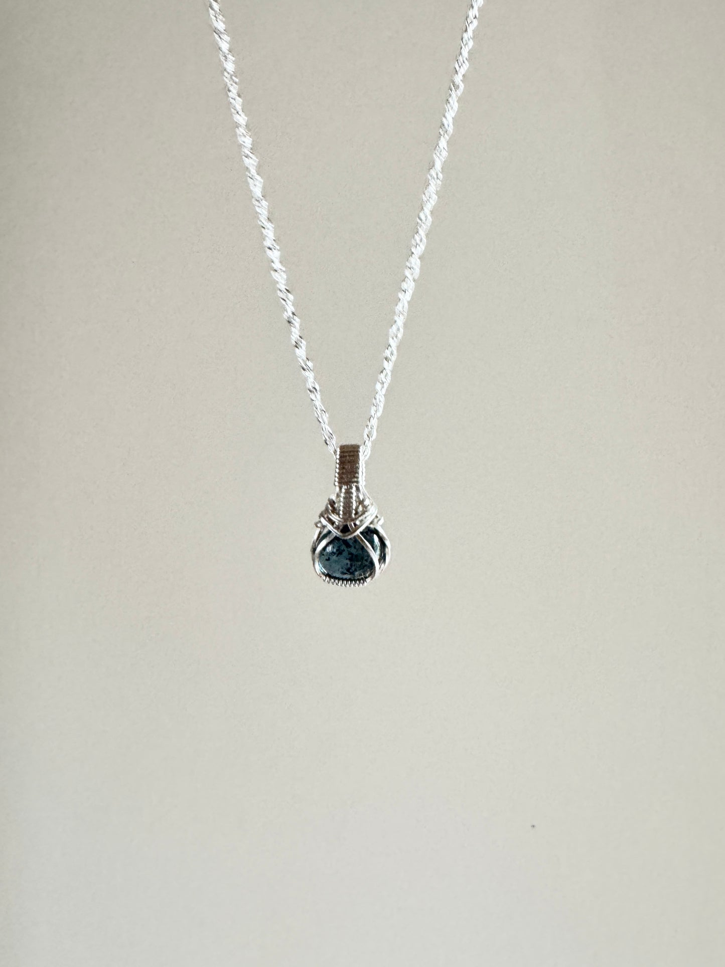 Small Blue Kyanite Necklace in Sterling Silver