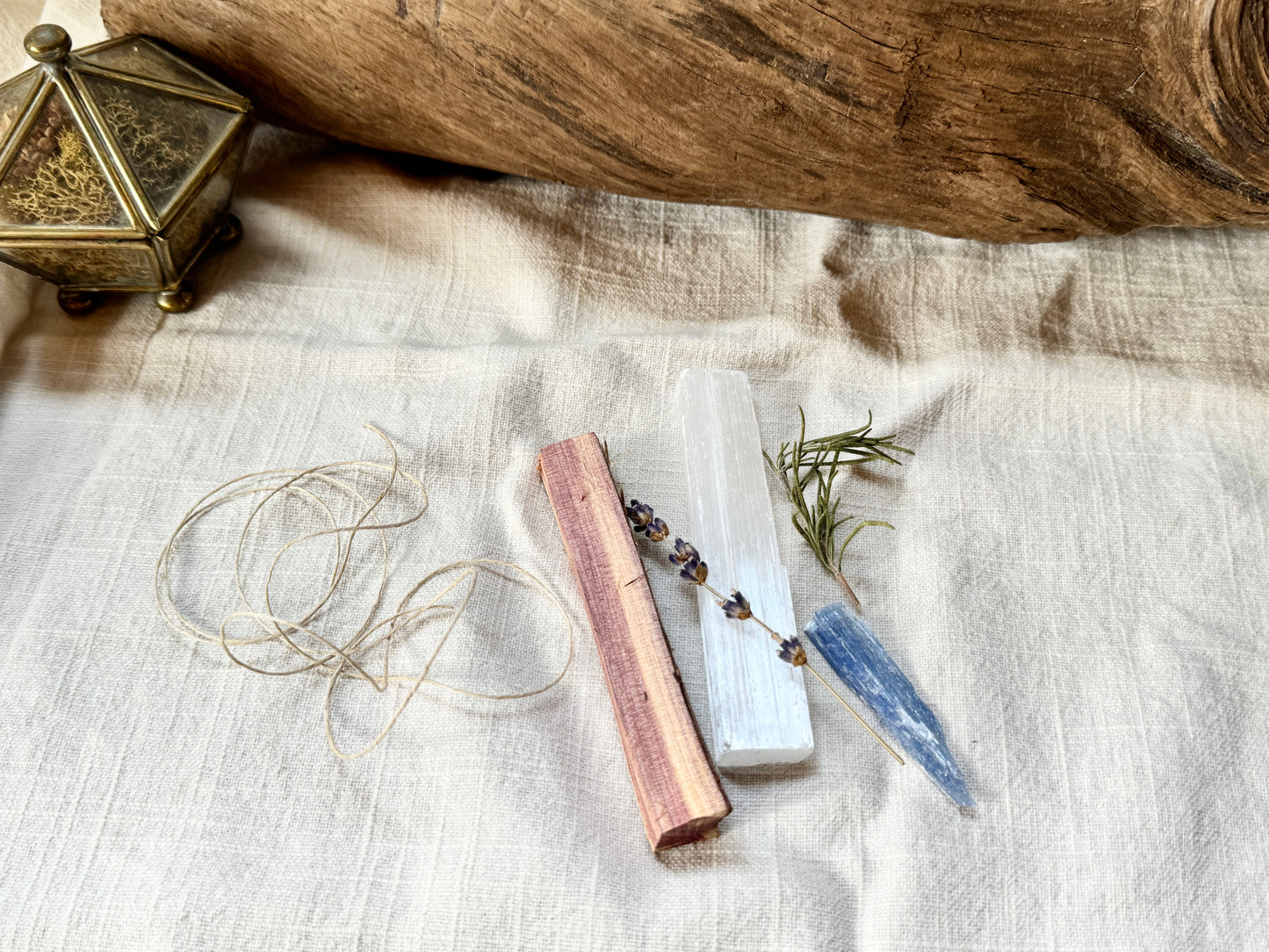 Inspired Reclamation Bundle: Cedar Wood, Selenite, Blue Kyanite, Lavender & Rosemary