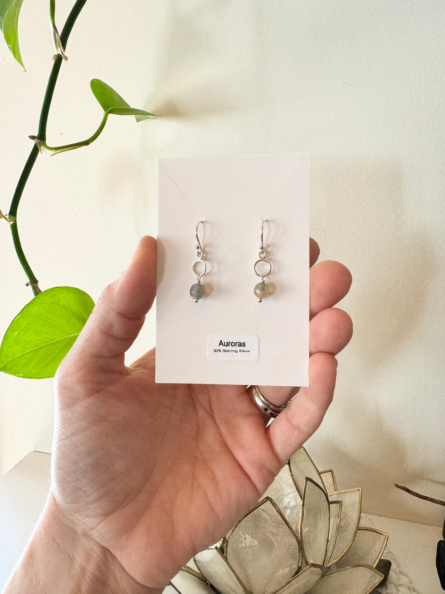 Auorora Earrings in .925 Sterling Silver with Chalcedony stones - Sacred Symbols Series