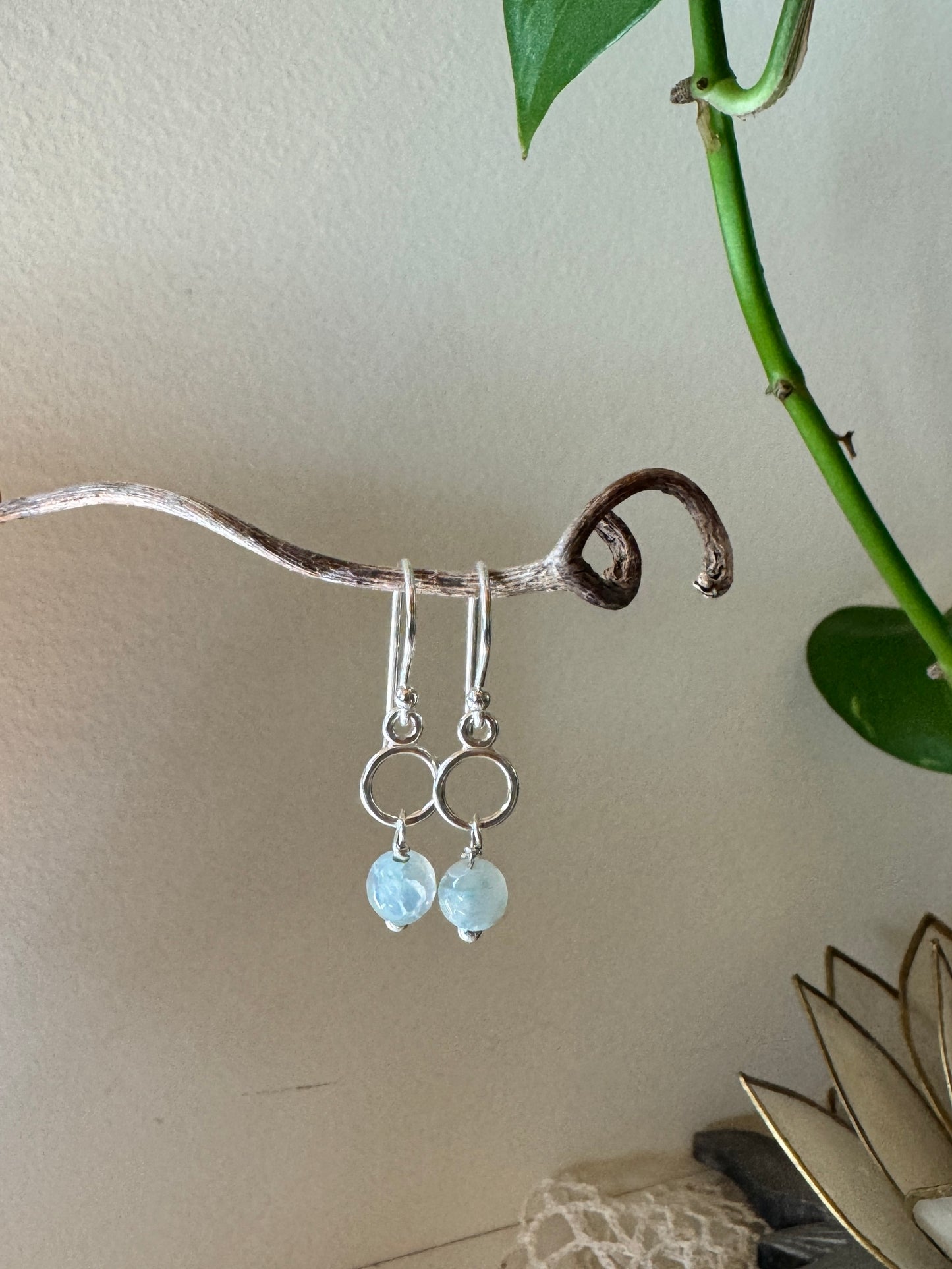 Auorora Earrings in .925 Sterling Silver with Chalcedony stones - Sacred Symbols Series