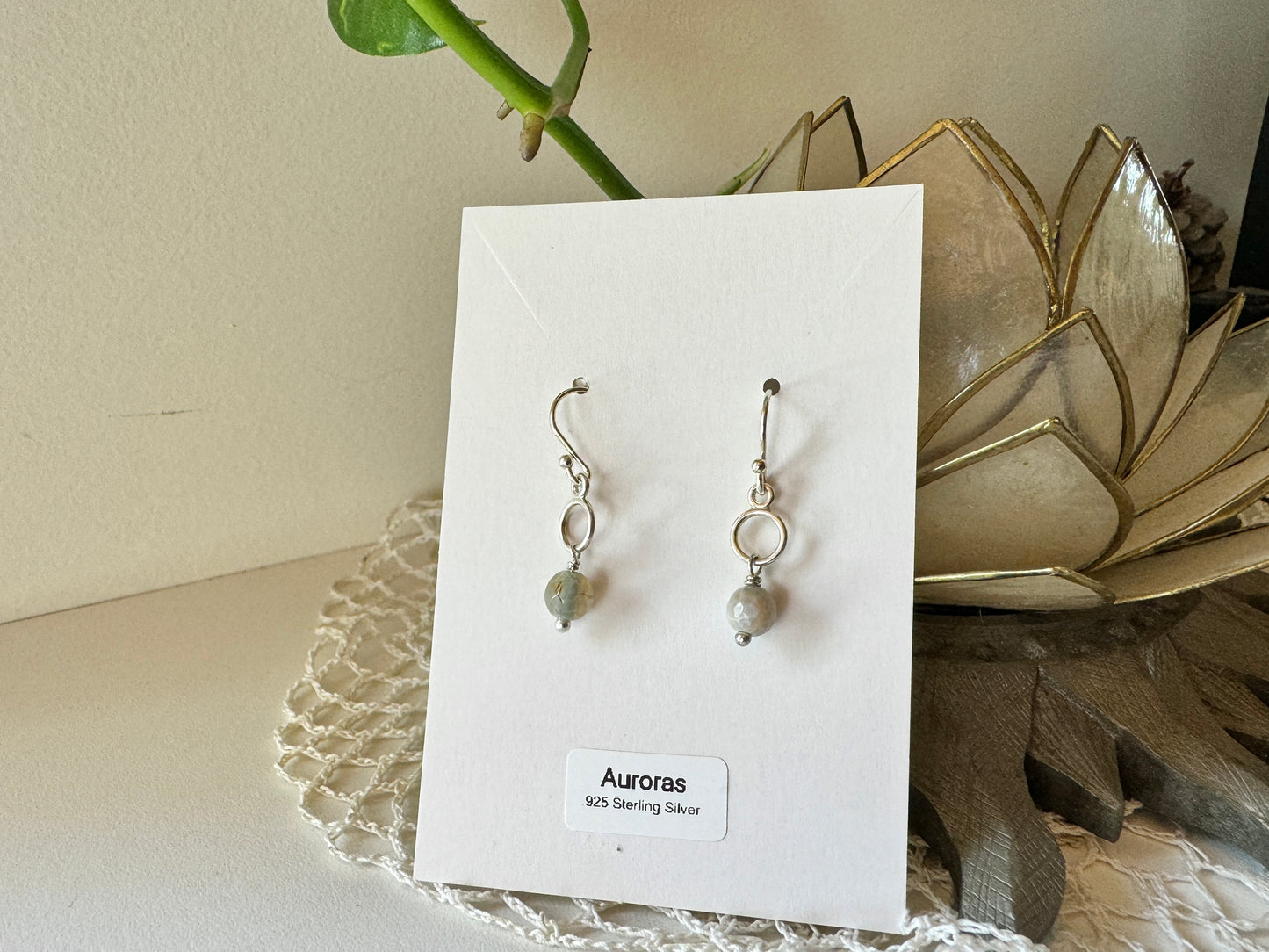 Auorora Earrings in .925 Sterling Silver with Chalcedony stones - Sacred Symbols Series