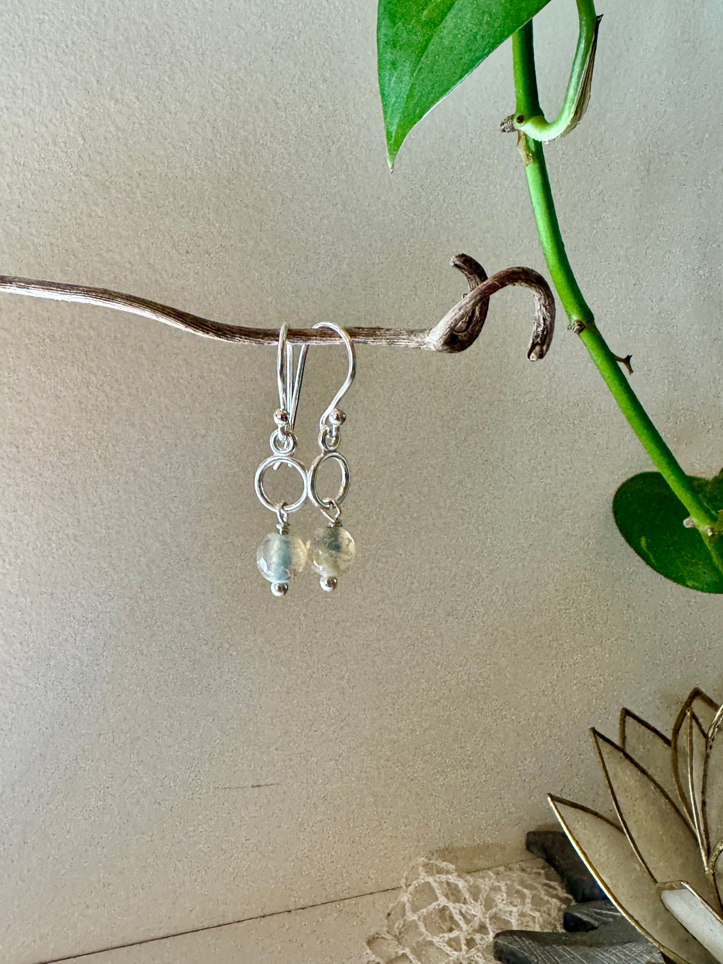 Auorora Earrings in .925 Sterling Silver with Chalcedony stones - Sacred Symbols Series