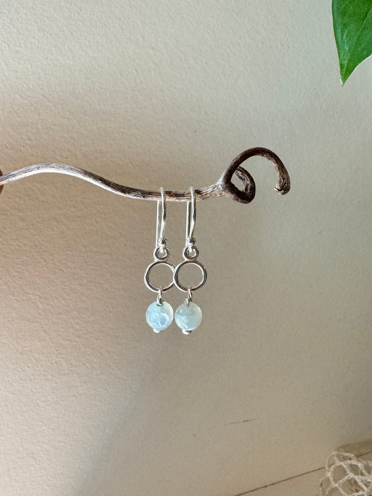 Auorora Earrings in .925 Sterling Silver with Chalcedony stones - Sacred Symbols Series