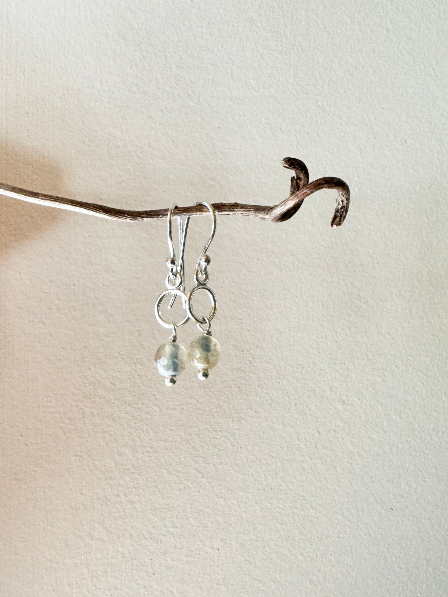 Auorora Earrings in .925 Sterling Silver with Chalcedony stones - Sacred Symbols Series