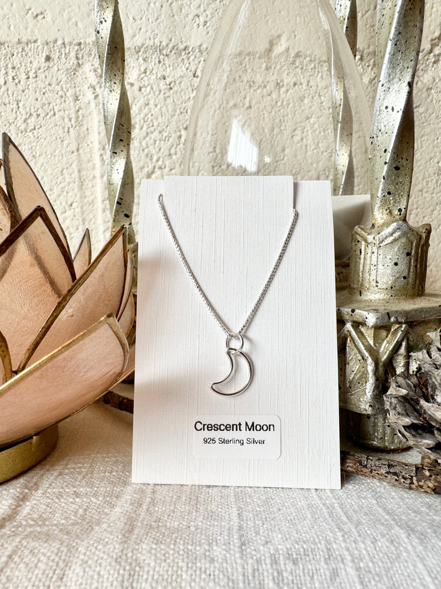 Crescent Moon Charm Necklace ~ .925 Sterling Silver