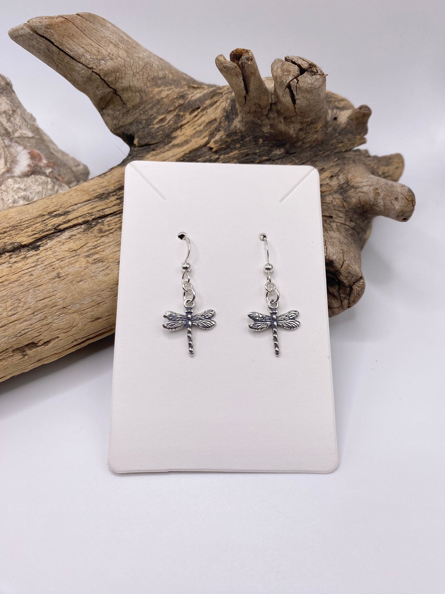 Dragonfly Charm Earrings in Sterling Silver