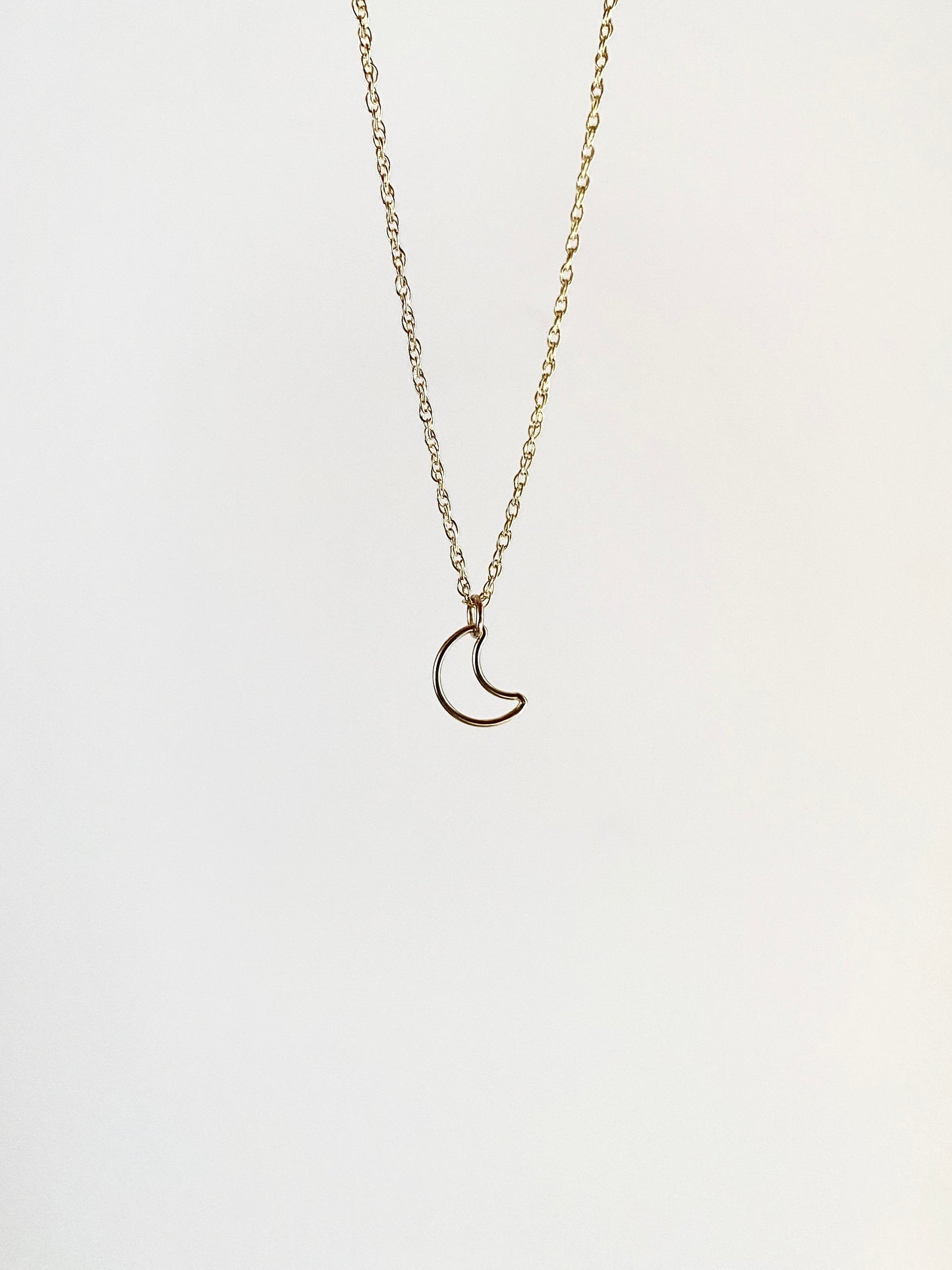 Crescent Moon Charm Necklace ~ 14K Yellow Gold Fill