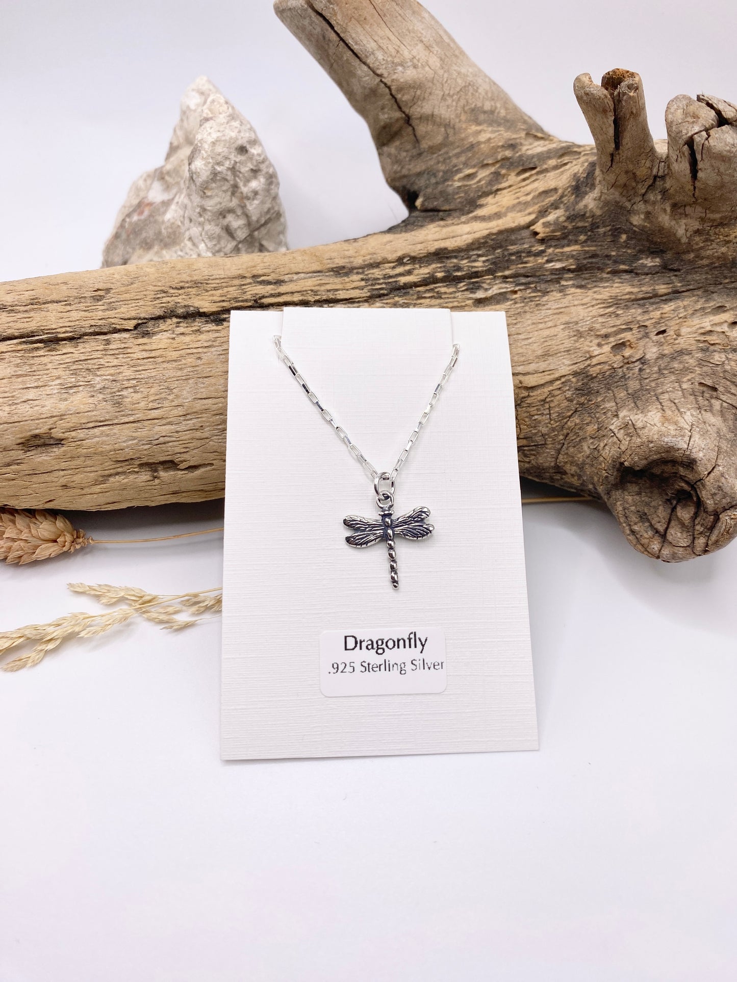 Dragonfly ~ Sterling Silver Charm Necklace - Sacred Symbols Series