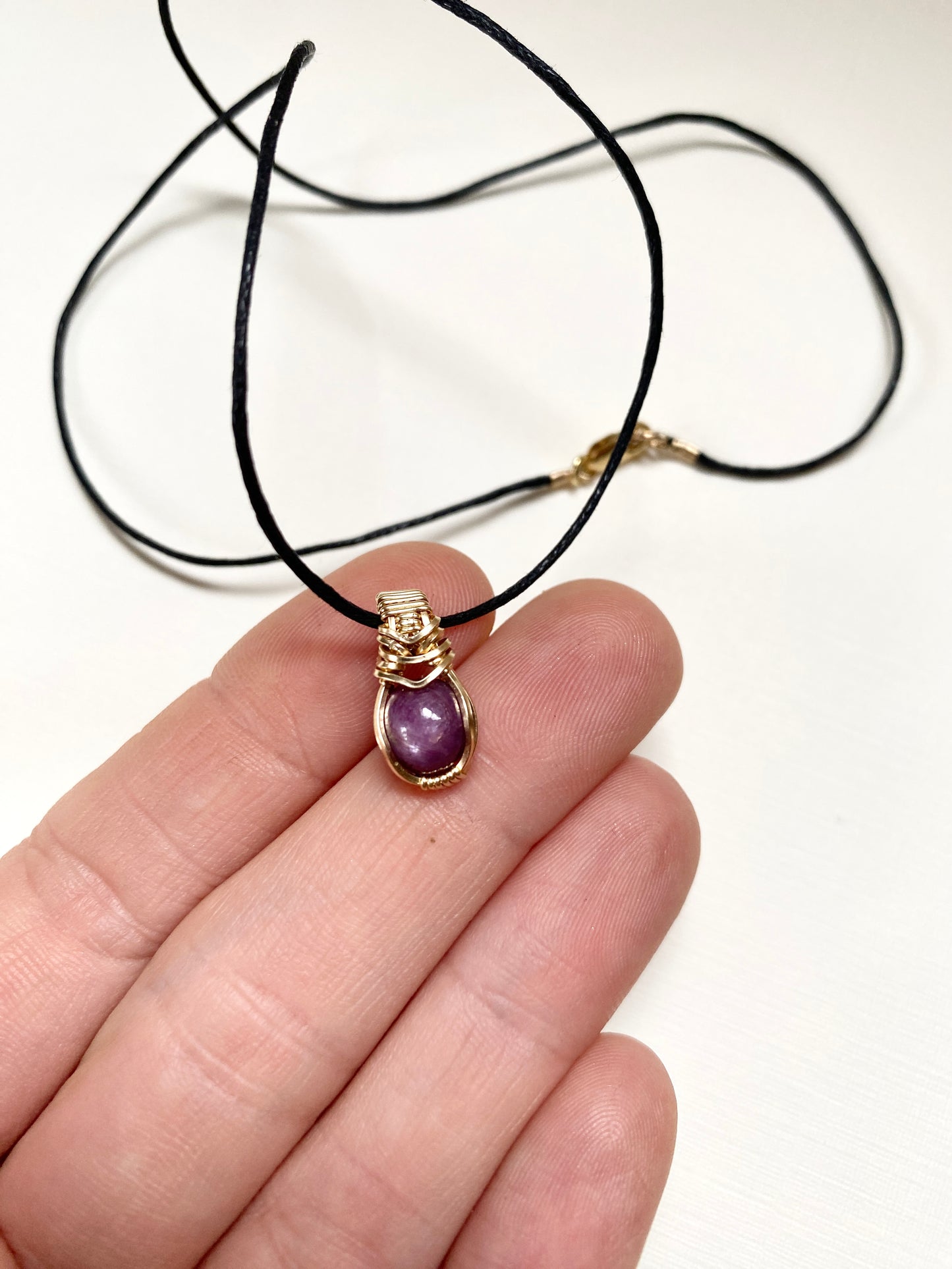 Star Ruby Pendant in 14K Gold Fill Wire