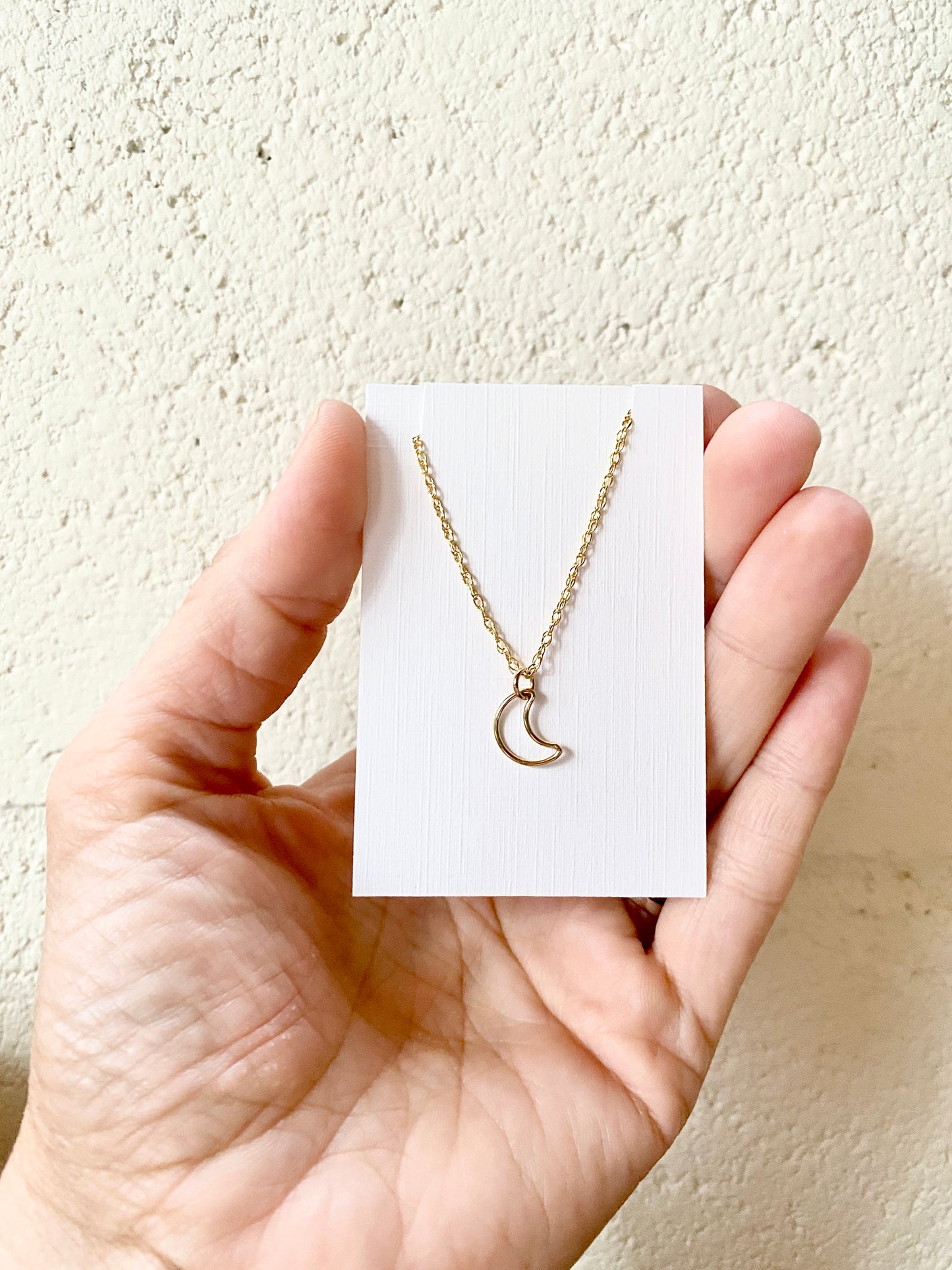 Crescent Moon Charm Necklace ~ 14K Yellow Gold Fill