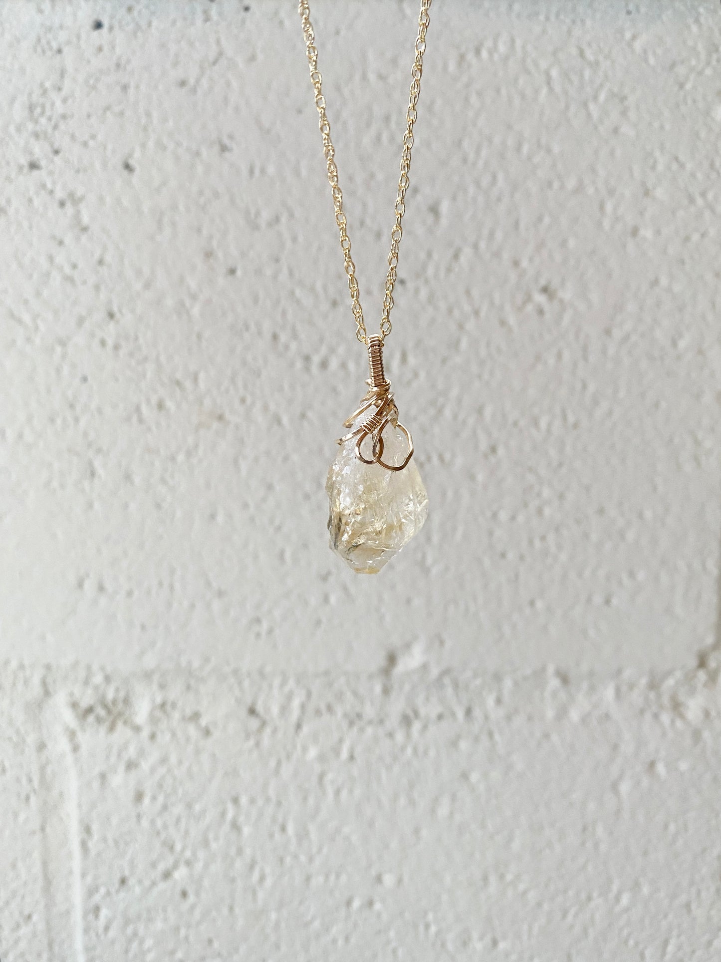 Citrine Crystal Pendant in 14k Yellow Gold Fill Wire