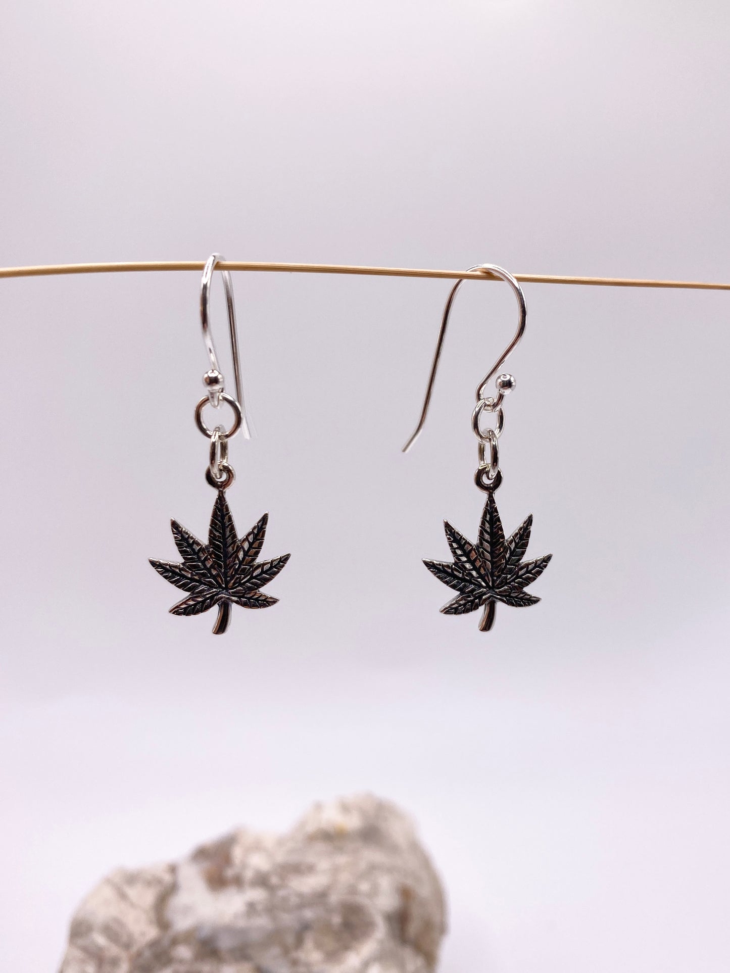 Cannabis Leaves ~ Sterling Silver Charm Earrings