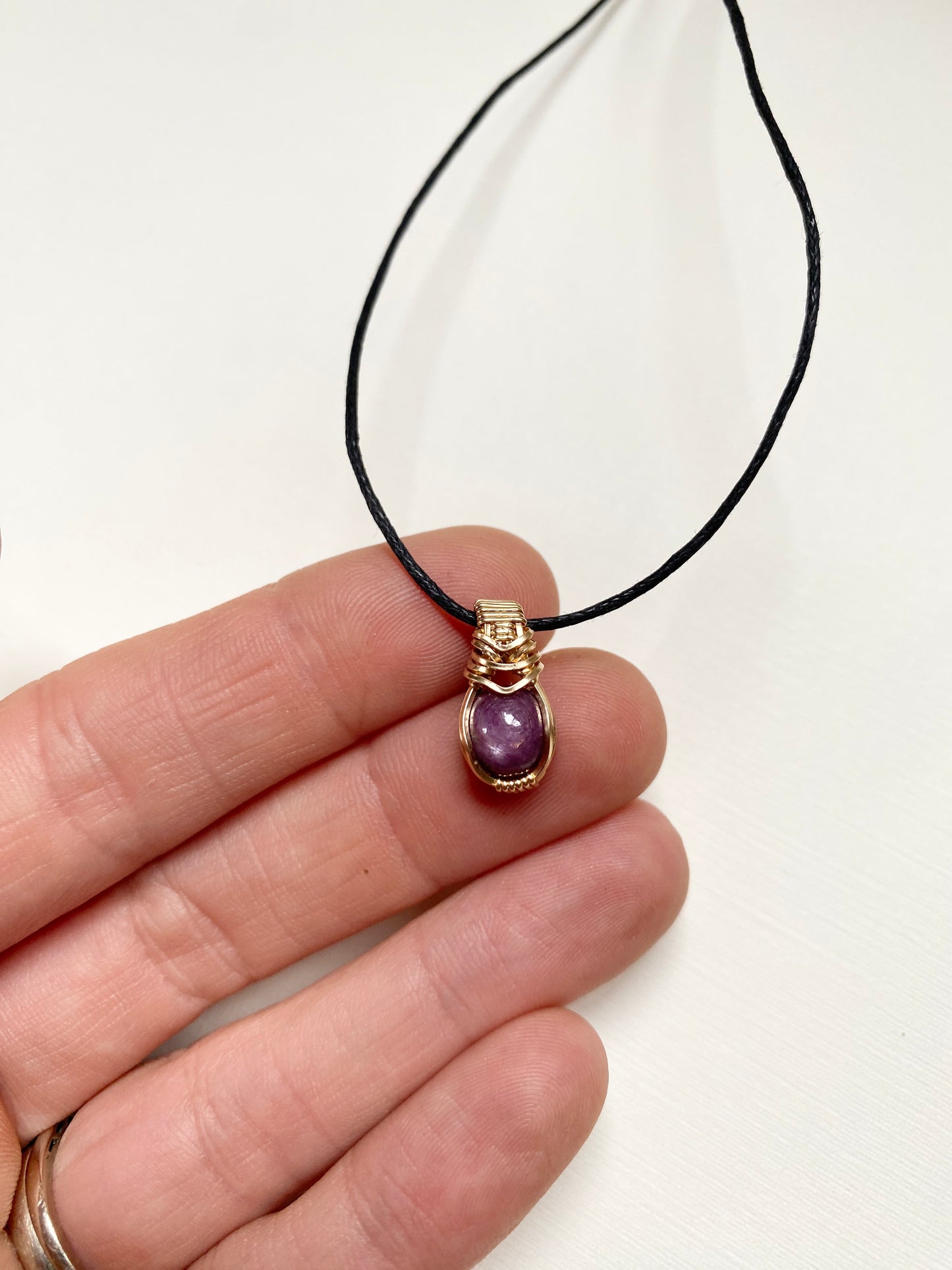 Star Ruby Pendant in 14K Gold Fill Wire