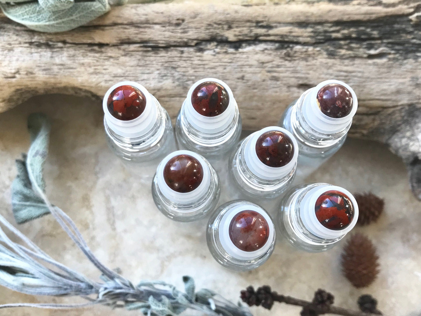 Red Brecciated Jasper Gemstone Roller Bottle - 10ml - DIY