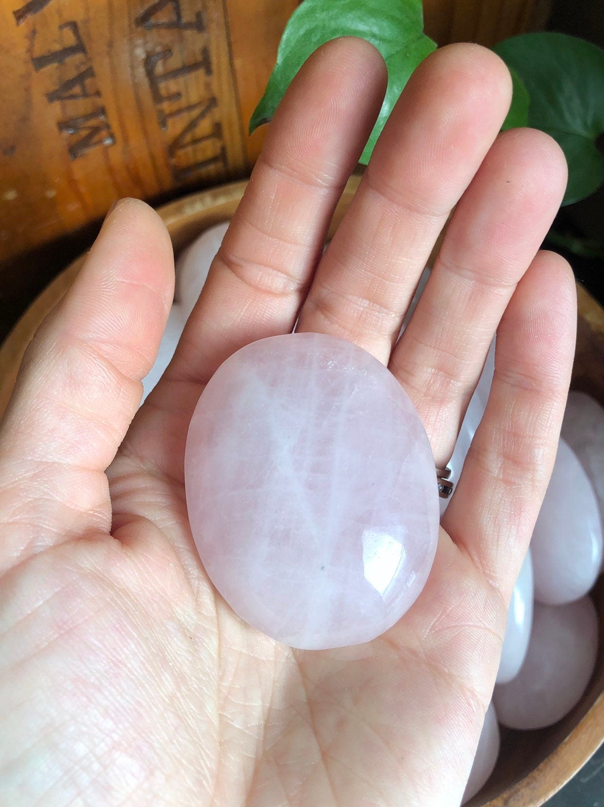Rose Quartz Palm Stone - One Polished Meditation Stone