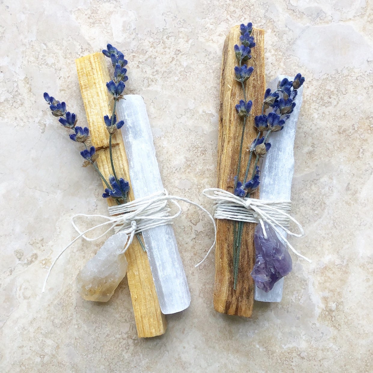 Original Inspired Restoration Bundles - Palo Santo, Selenite, Lavender with choice of Amethyst or Citrine Crystal Point