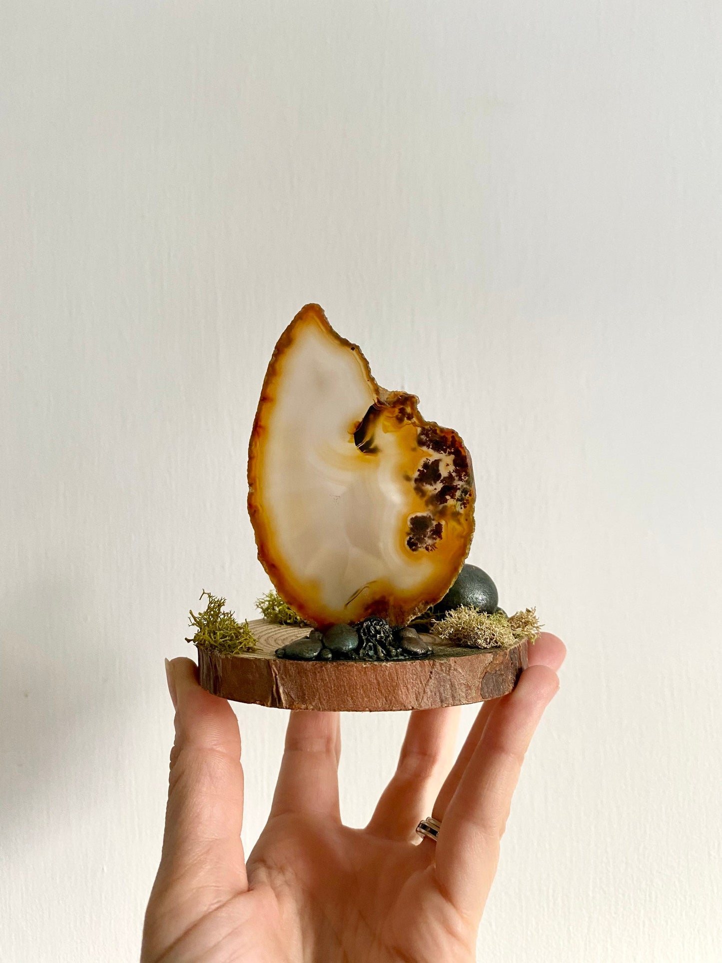 SACRED PORTAL ~ Stone and Moss Sculpture Home Decor:  Agate and Amber Hand sculpted Portal