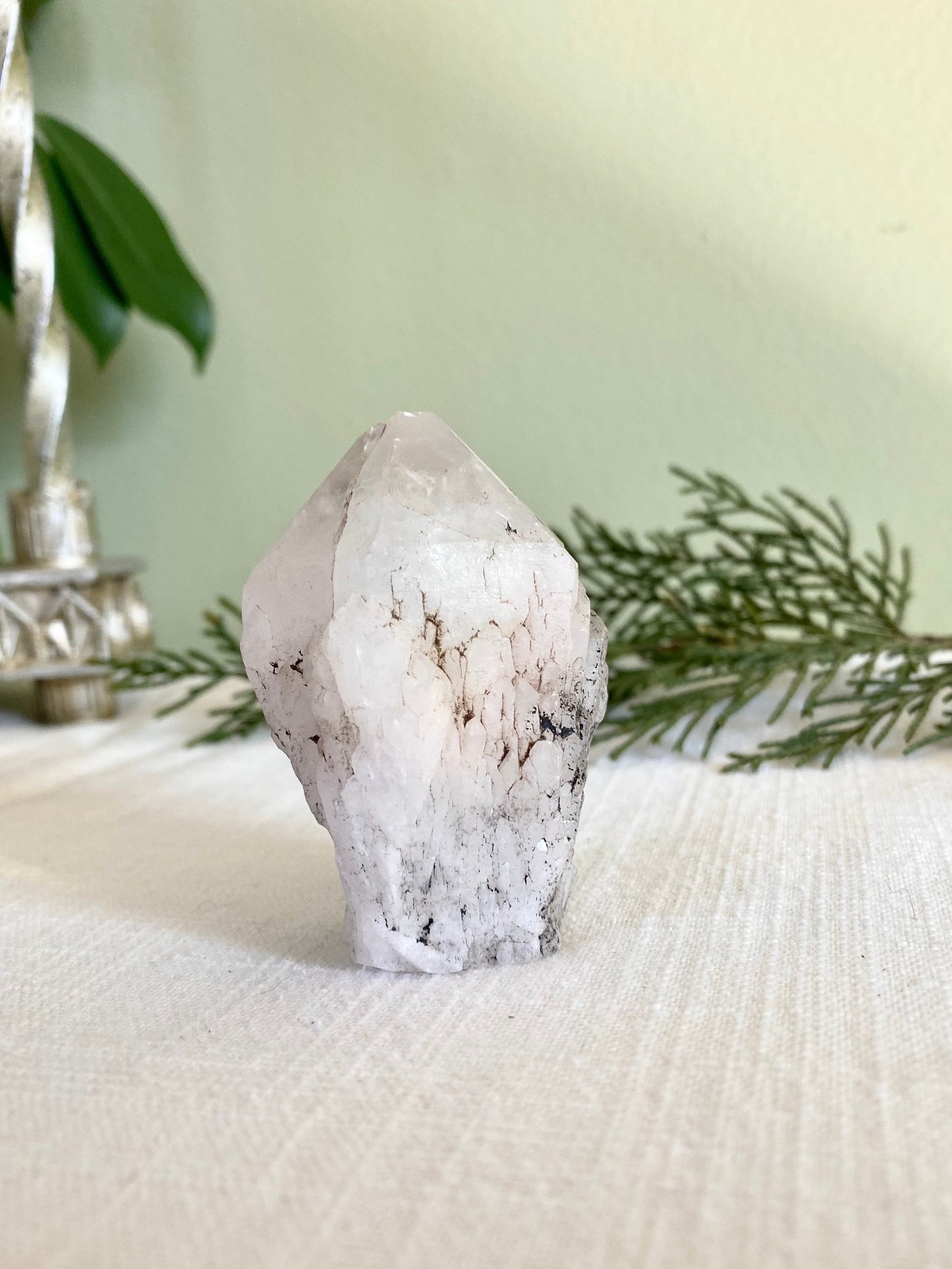 Candle Quartz Crystal Point - Self Standing with Manganese