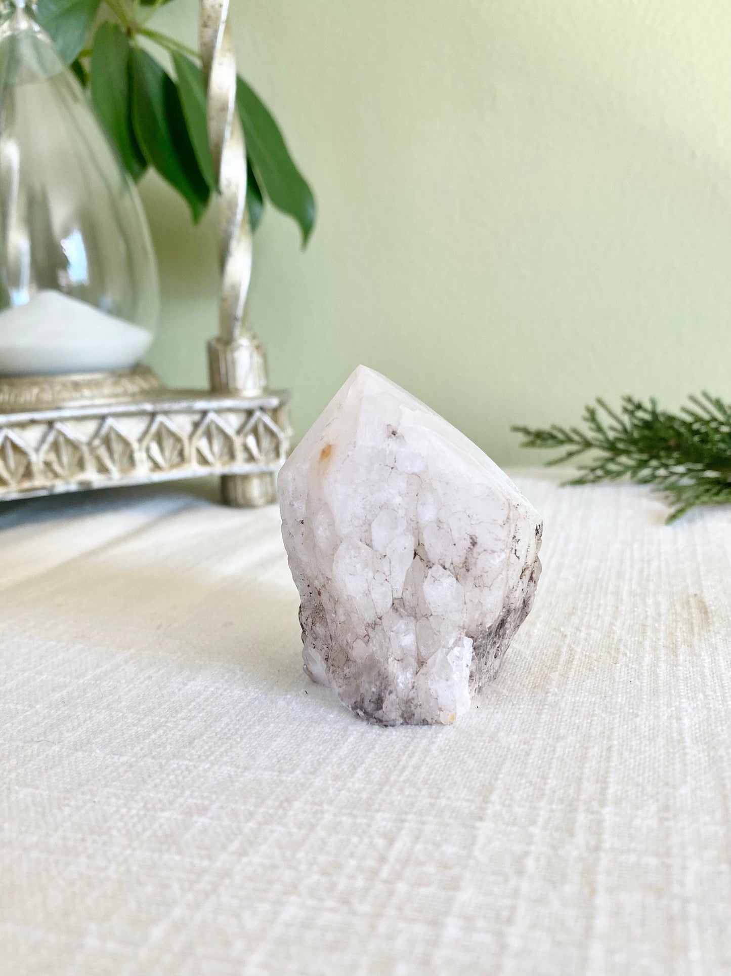Candle Quartz Crystal Point - Self Standing with Iron and Manganese