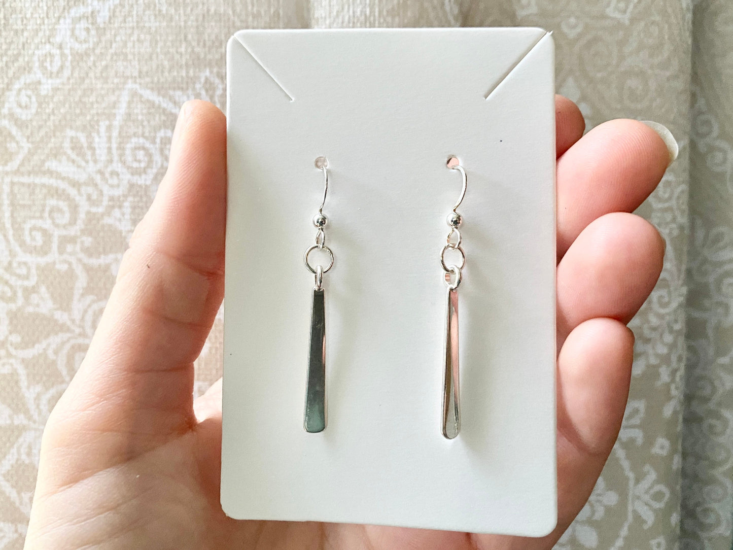 Simple Silver Bar Earrings in Sterling Silver - Dress up or down