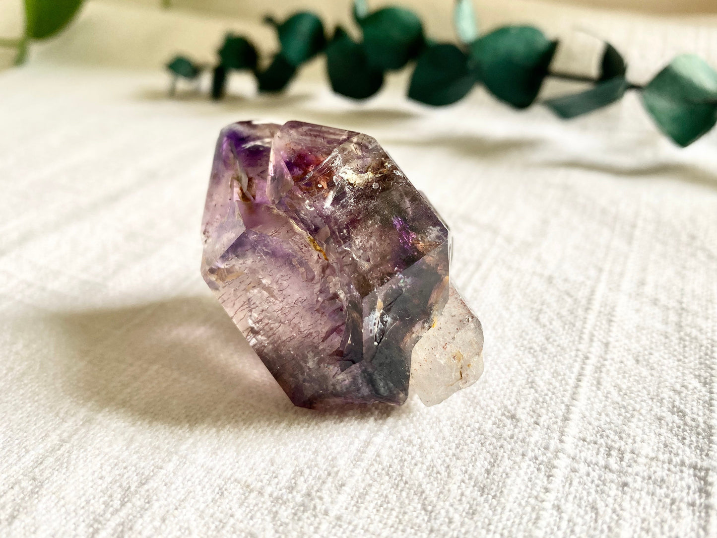 Elestial Shangaan Amethyst Crystal ~ Deep Amethyst with Harlequin Red Hematite inclusions  - Double Terminated Elestial Scepter - Rock Shop