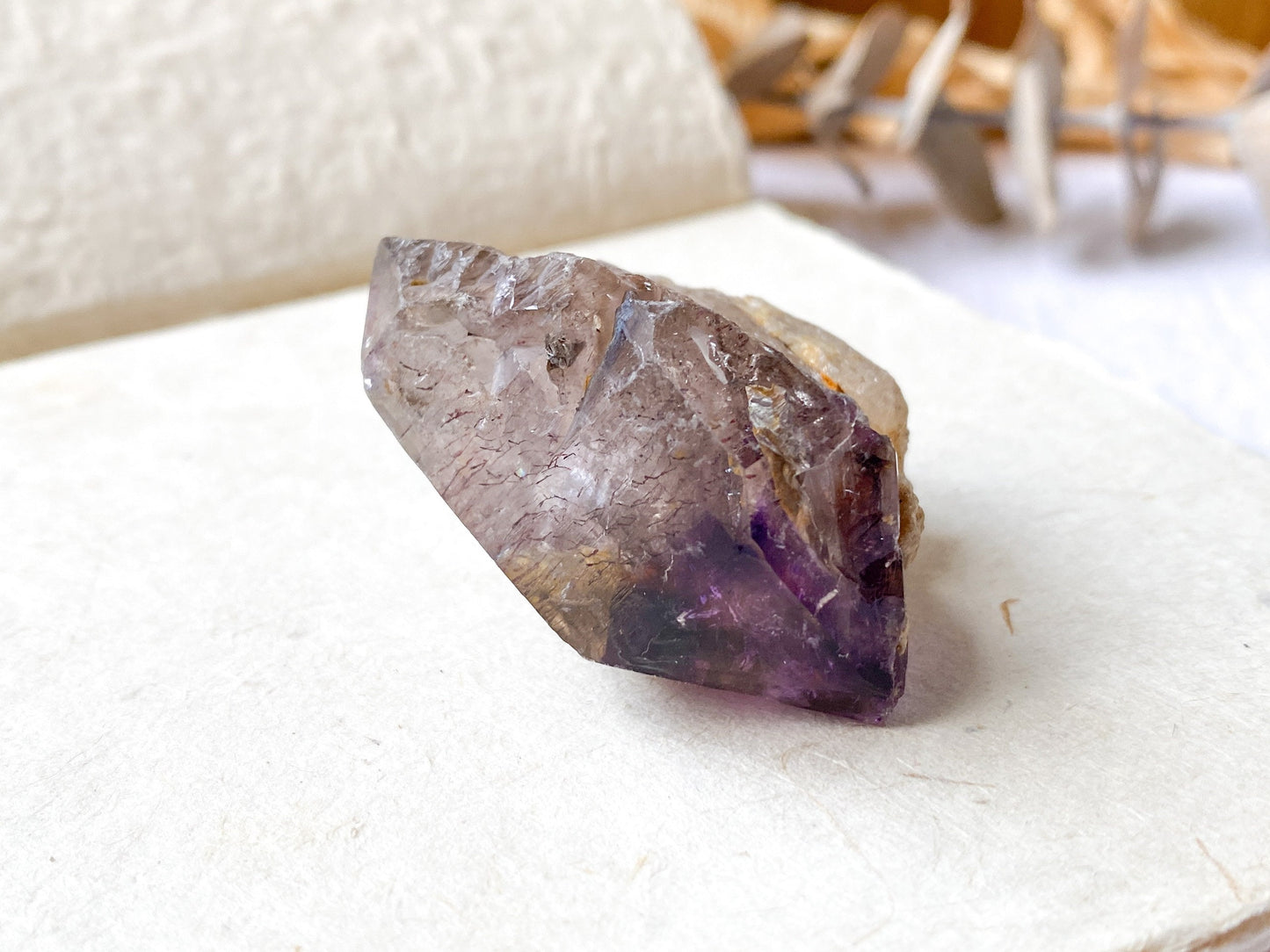 Elestial Shangaan Amethyst Crystal ~ Smoky Quartz and Amethyst with Harlequin Red Hematite inclusions- Rock Shop