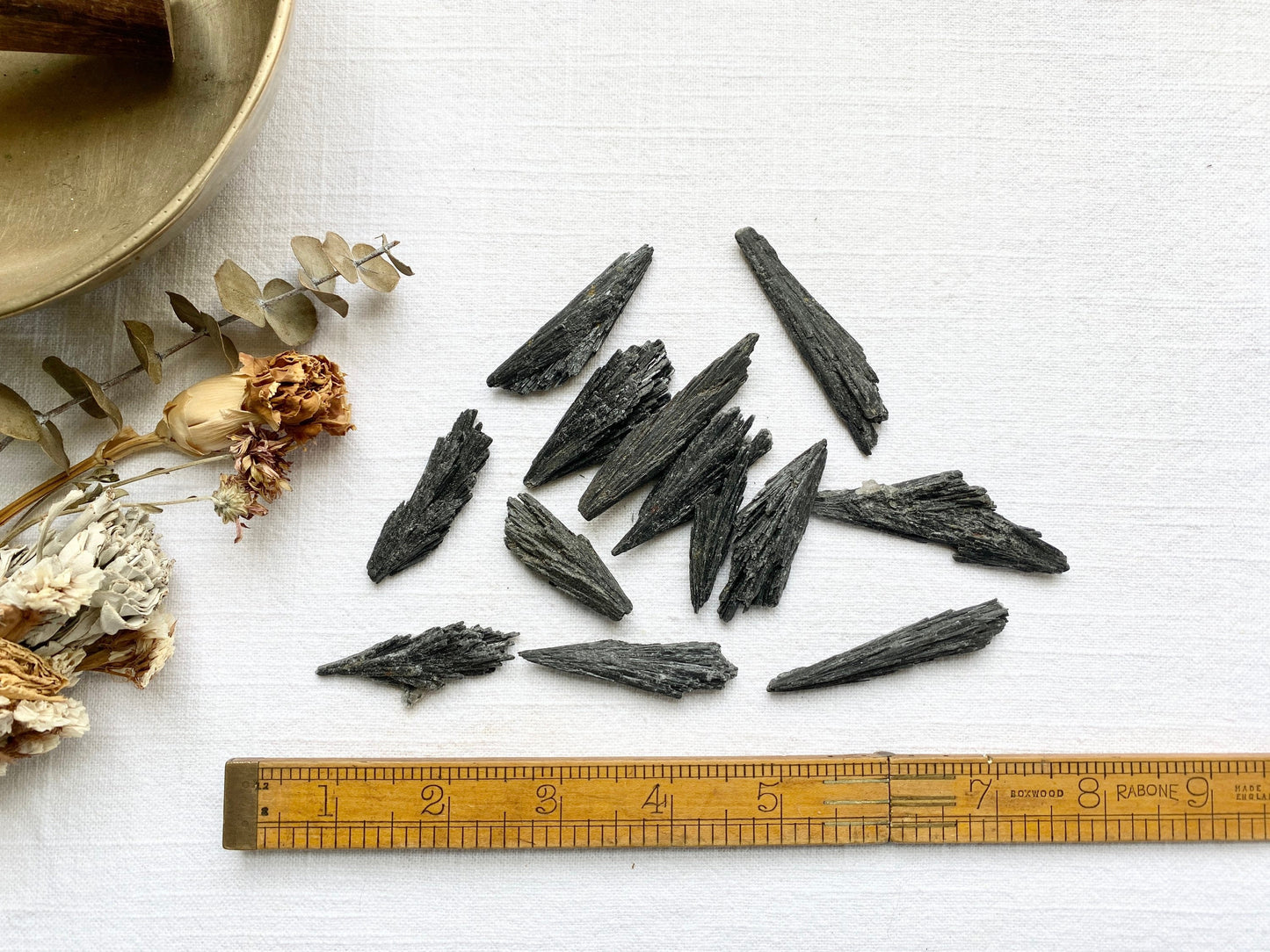 Black Kyanite Fan Raw Crystal Cluster - One Stone