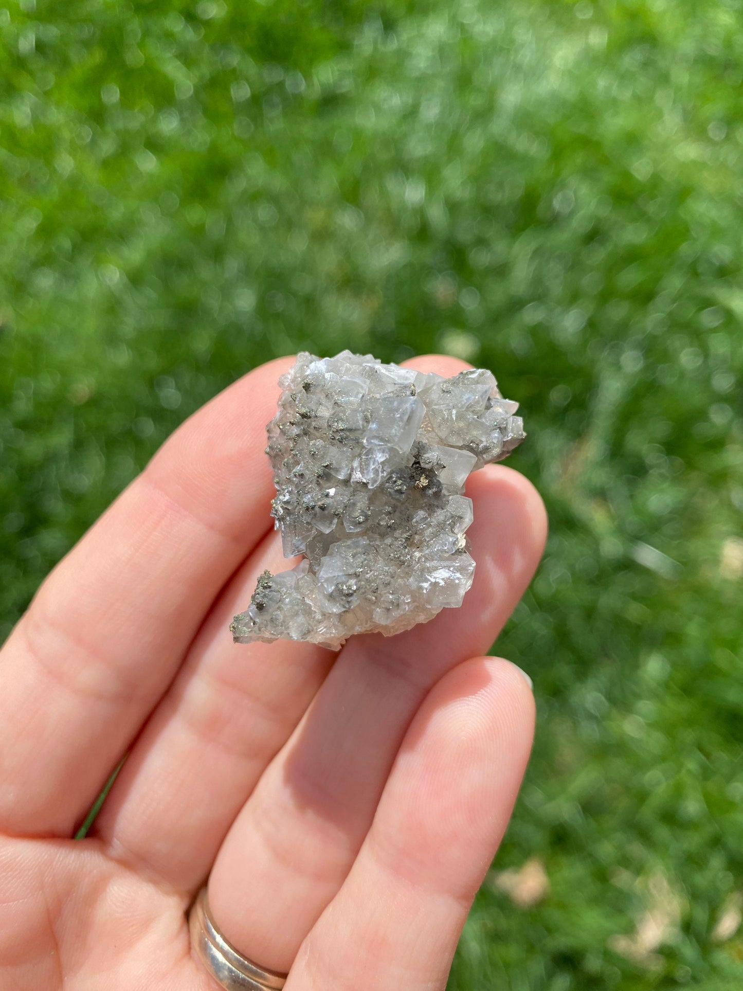 Clear/Gray Calcite Crystal Specimen with Marcasite - Buffalo Iowa - Linwood Mine