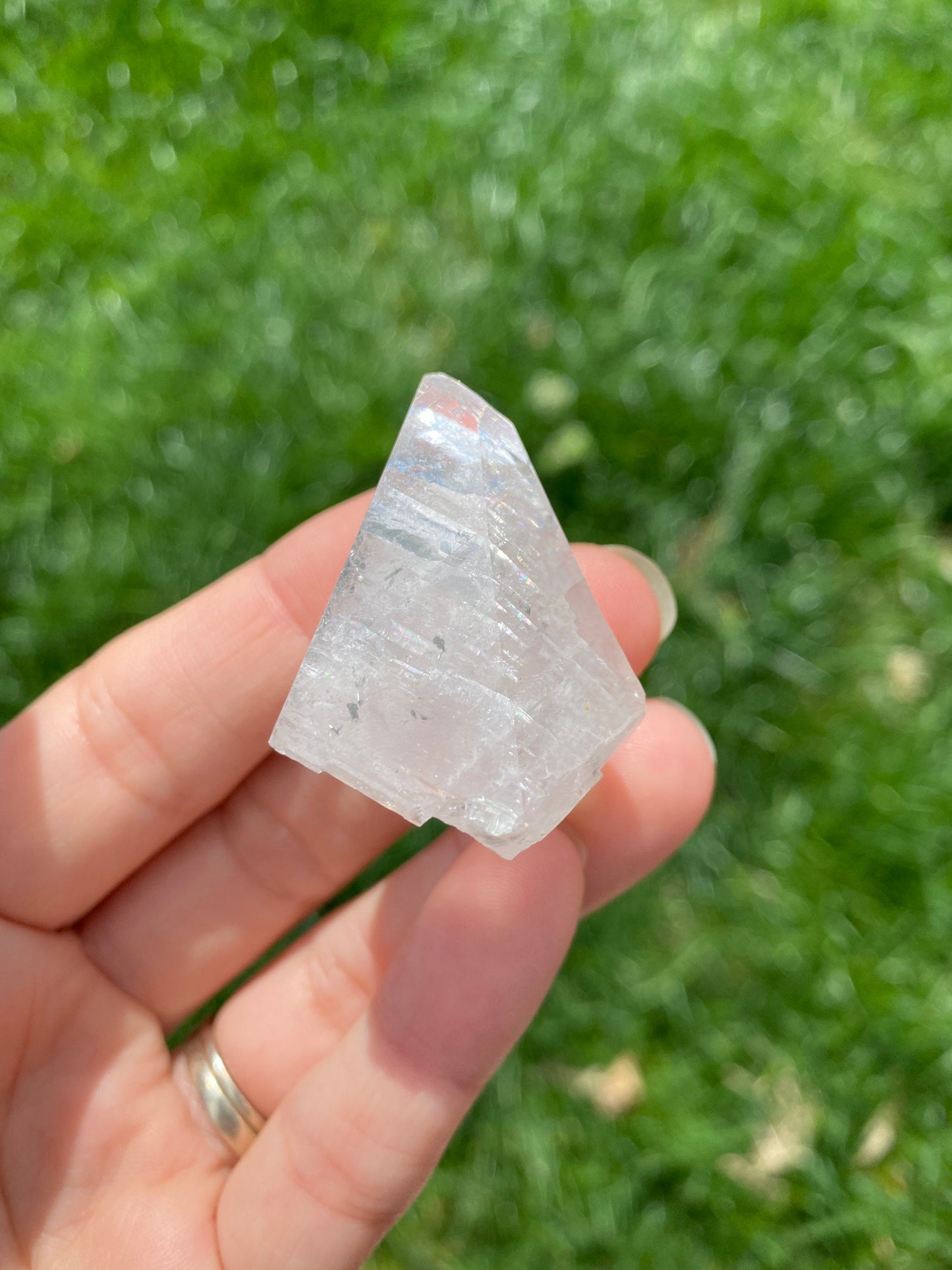 Clear Calcite Crystal Point with lots of Rainbows - Buffalo Iowa - Linwood Mine - Rock Shop