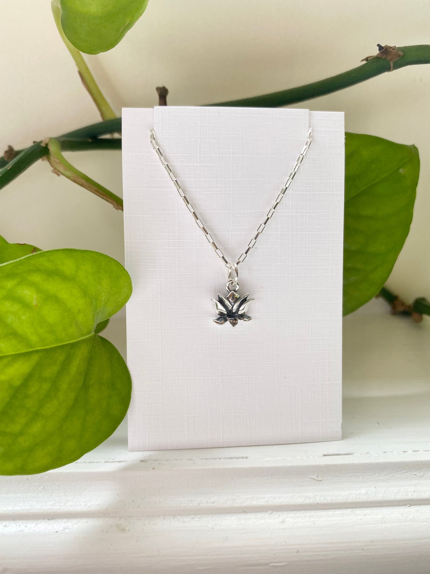 Lotus Flower ~ Sterling Silver Charm Necklace - Sacred Symbols Series