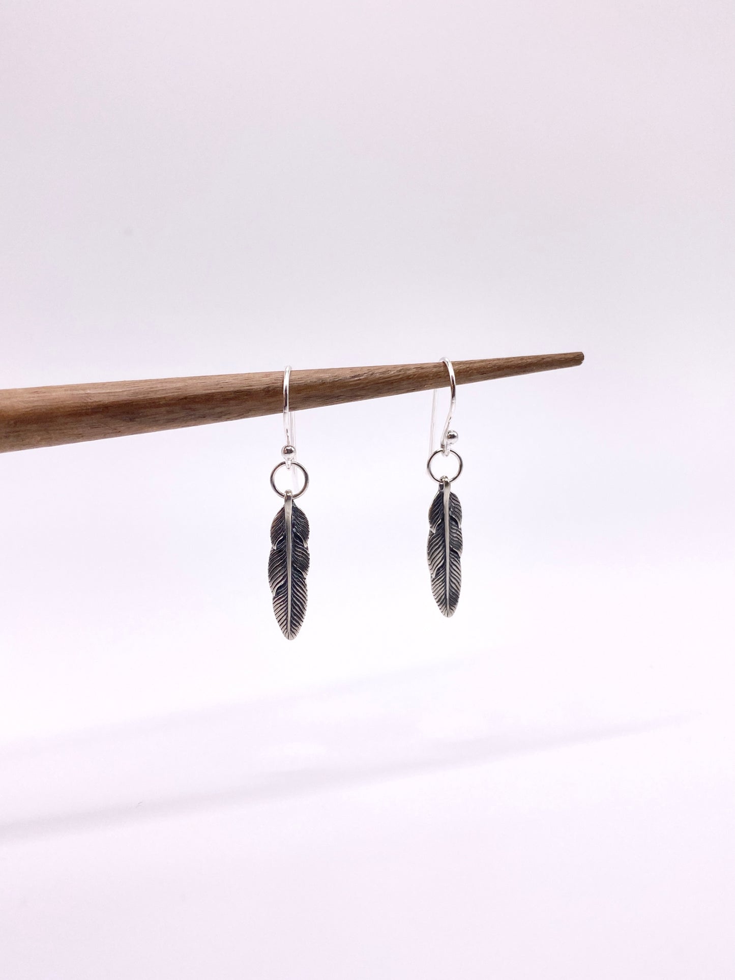 Feather Charm Earrings in .925 Sterling Silver