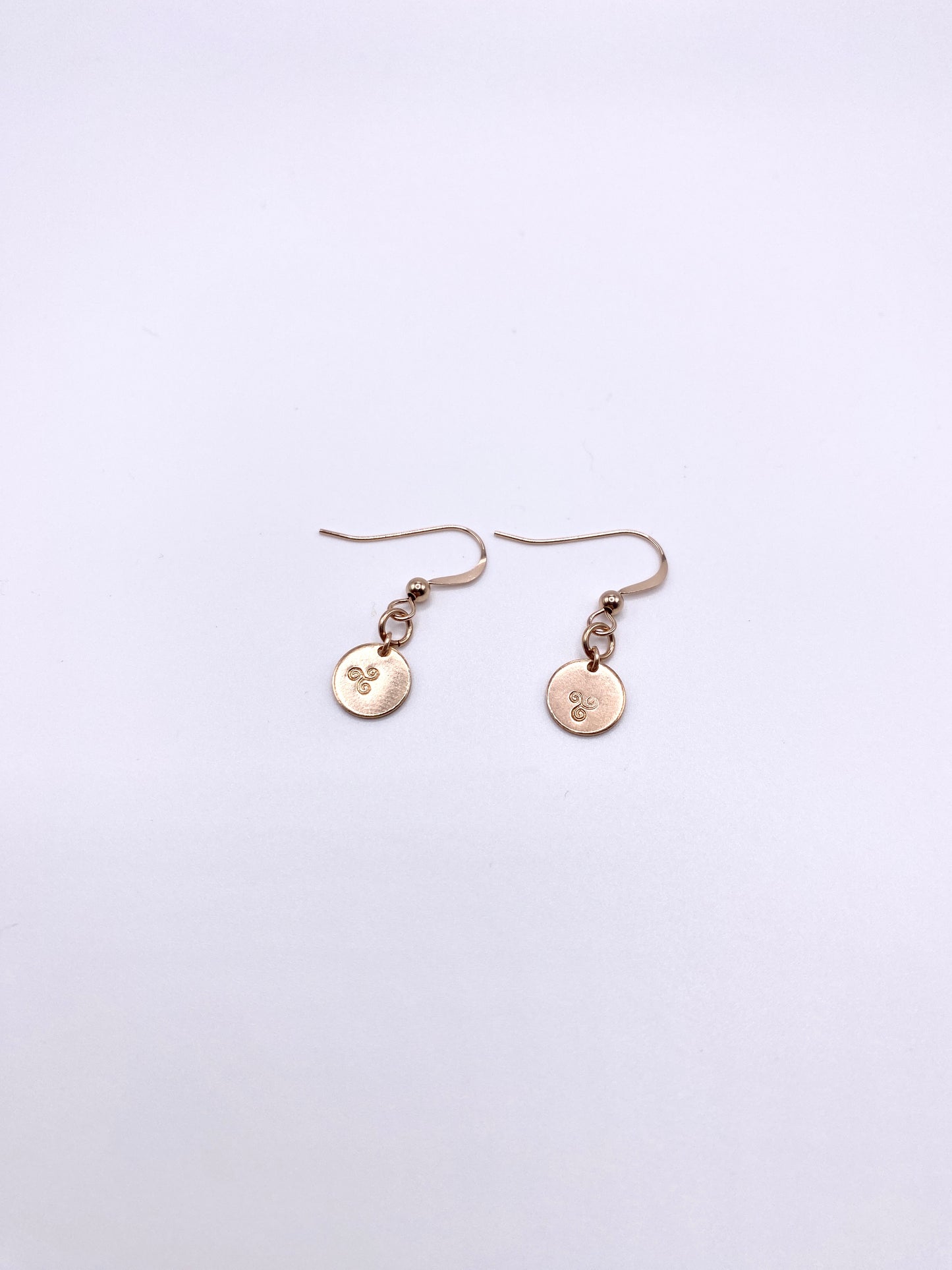 Triskelion Triple Spiral ~ 14K Rose Gold Fill Earrings