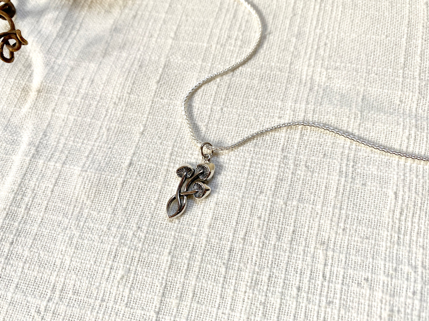 Mushroom Cluster Charm Necklace in .925 Sterling Silver