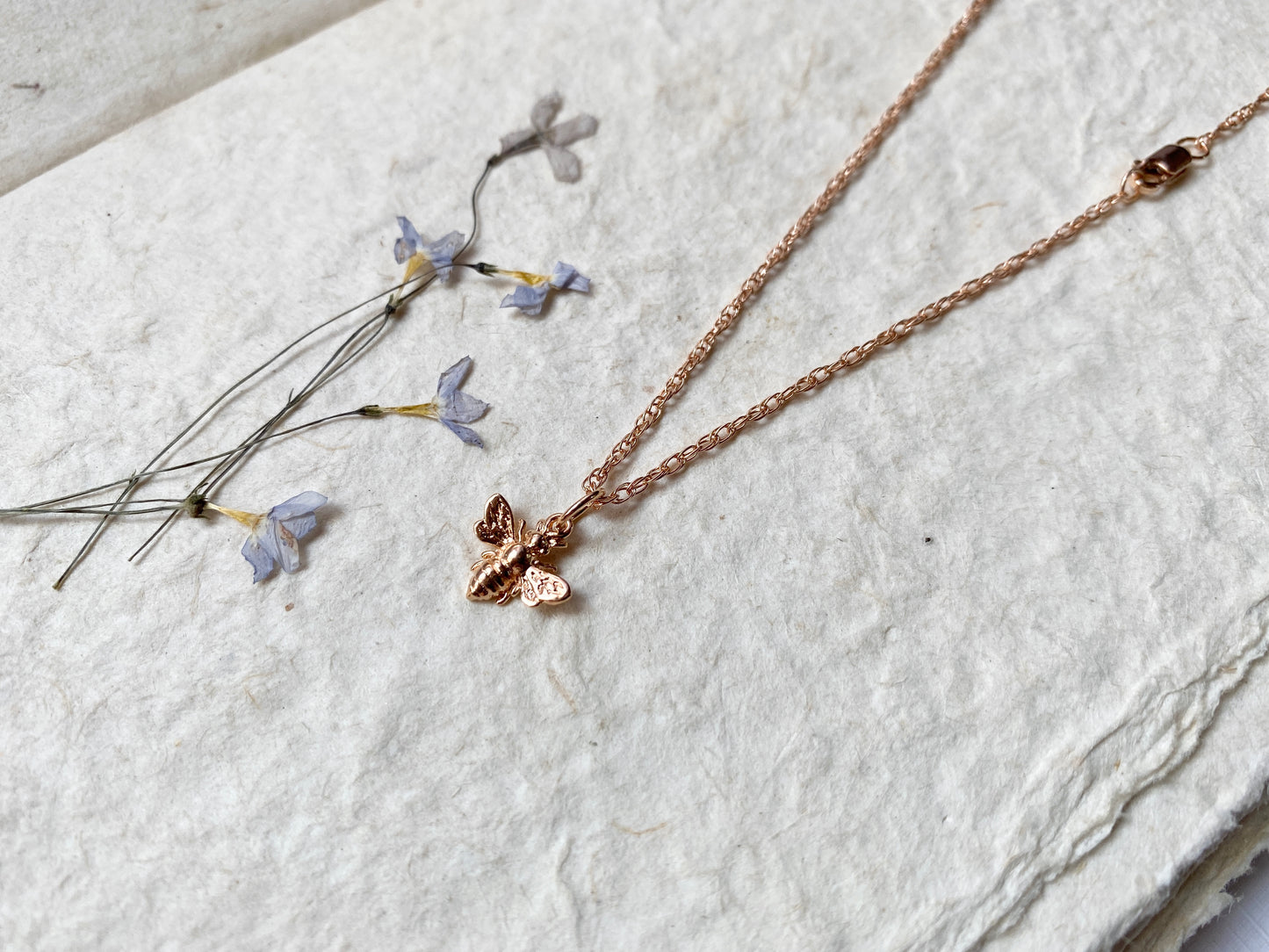 Honey Bee ~ 14K Rose Gold Fill Charm Necklace - Sacred Symbols Series