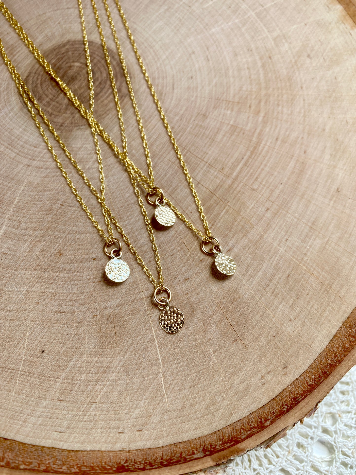 Into the Light ~ 14K Yellow Gold Fill Hammered Charm Necklace - Sacred Symbols Series