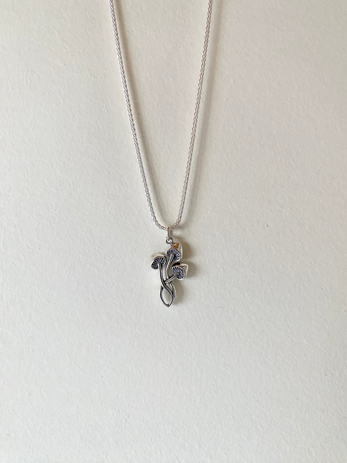 Mushroom Cluster Charm Necklace in .925 Sterling Silver