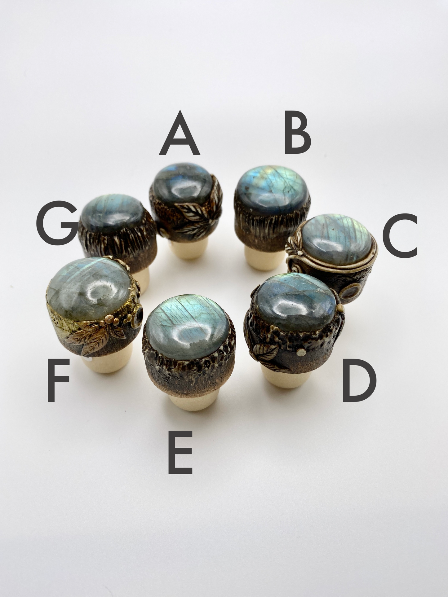 Labradorite T-Shaped Bottle Stoppers - Medallion Style - Magical Accessories
