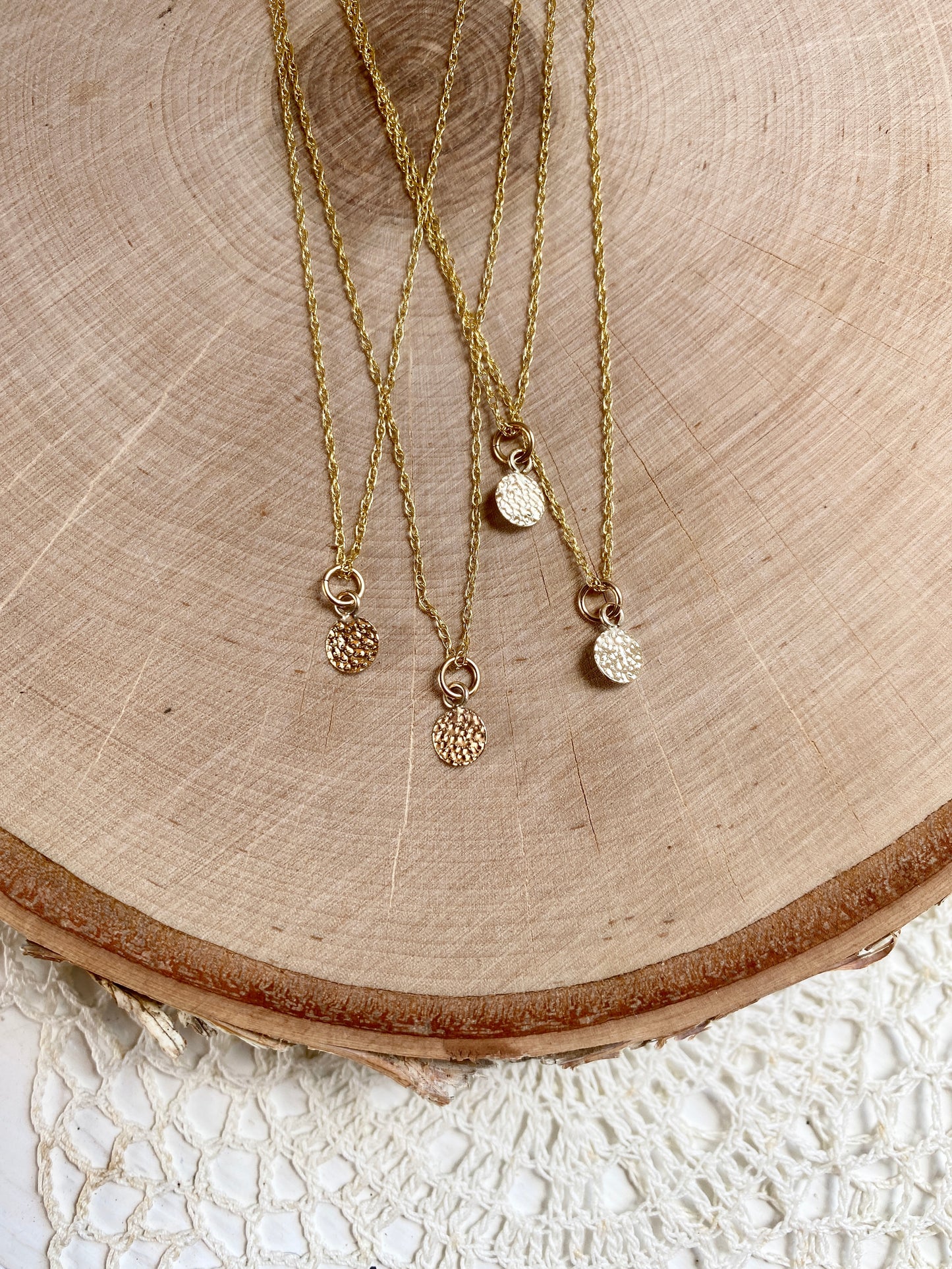 Into the Light ~ 14K Yellow Gold Fill Hammered Charm Necklace - Sacred Symbols Series