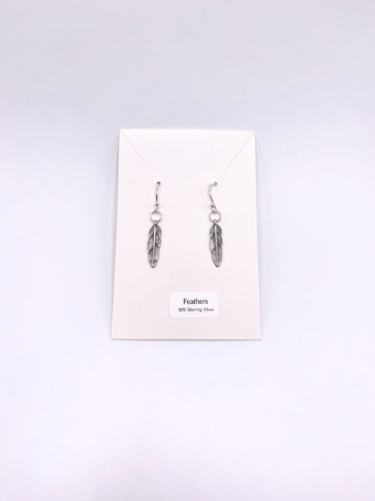 Feather Charm Earrings in .925 Sterling Silver